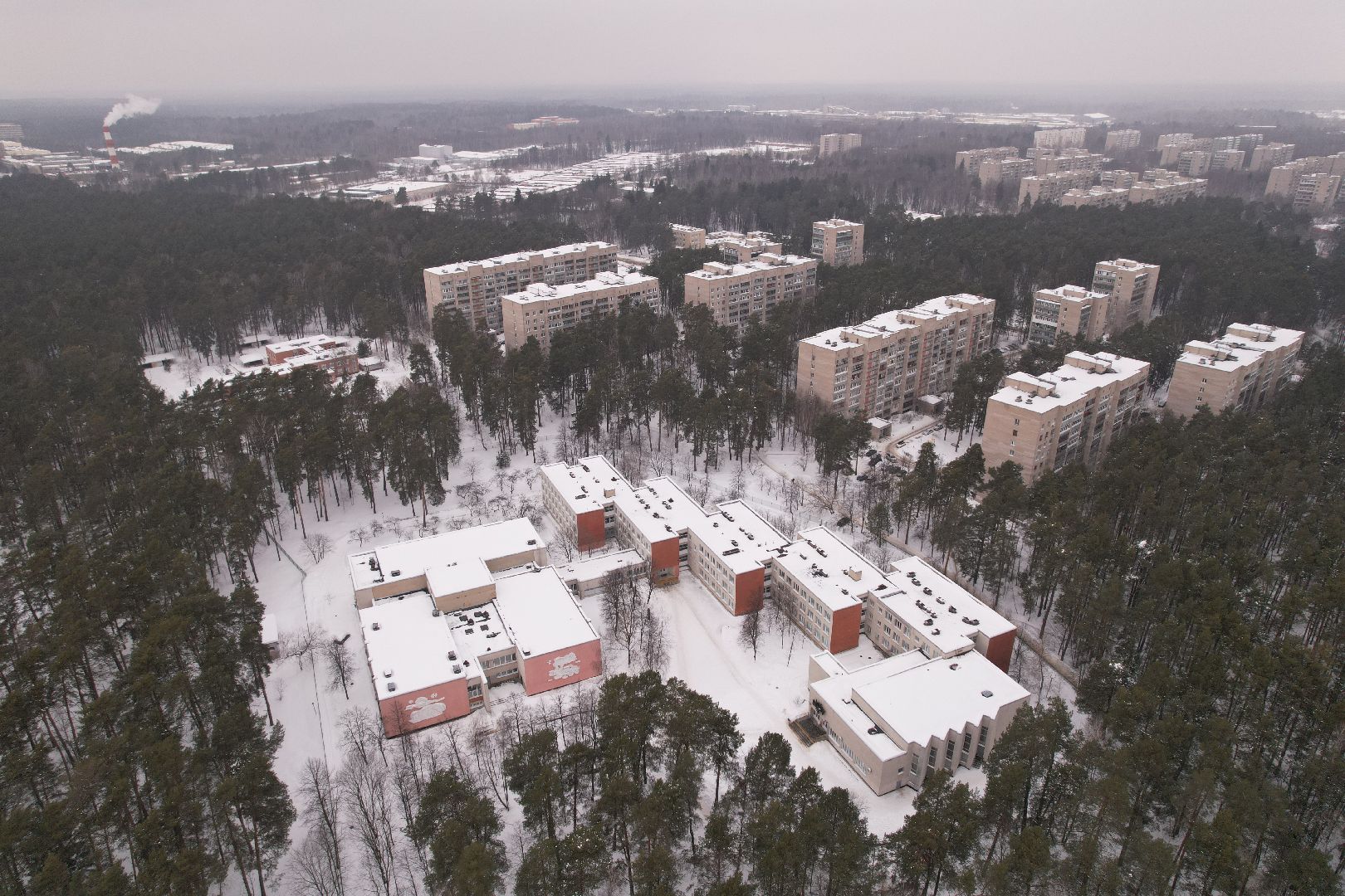 видео с коптера, протвино, лесничество, дети, школа,