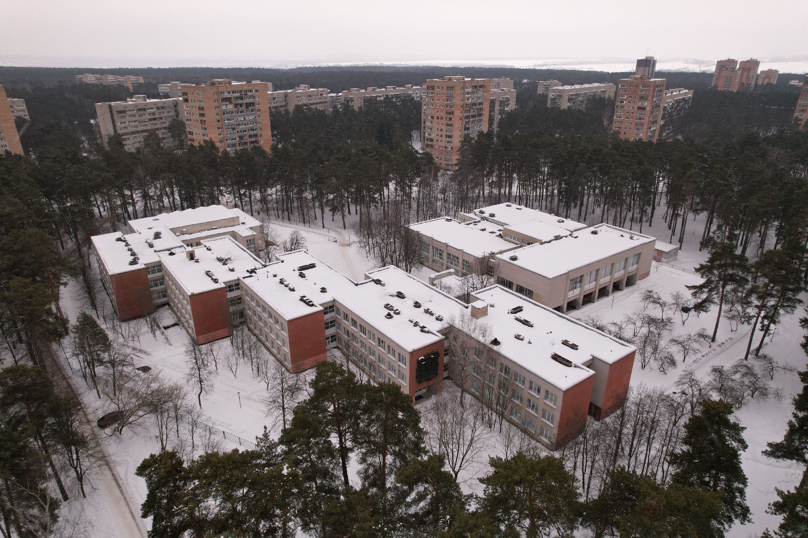 видео с коптера, протвино, лесничество, дети, школа,