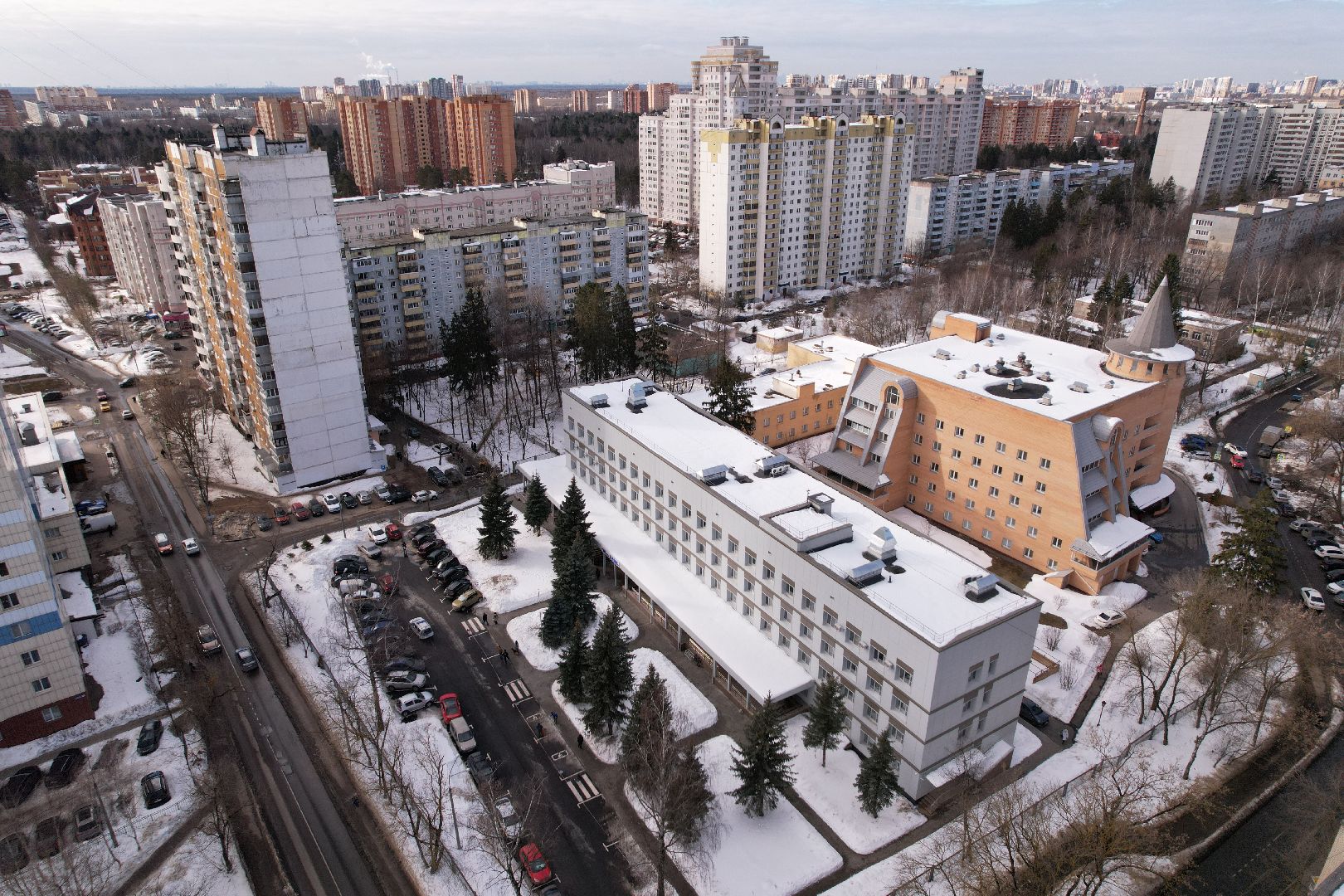 видео с коптера, поликлиника, королев,