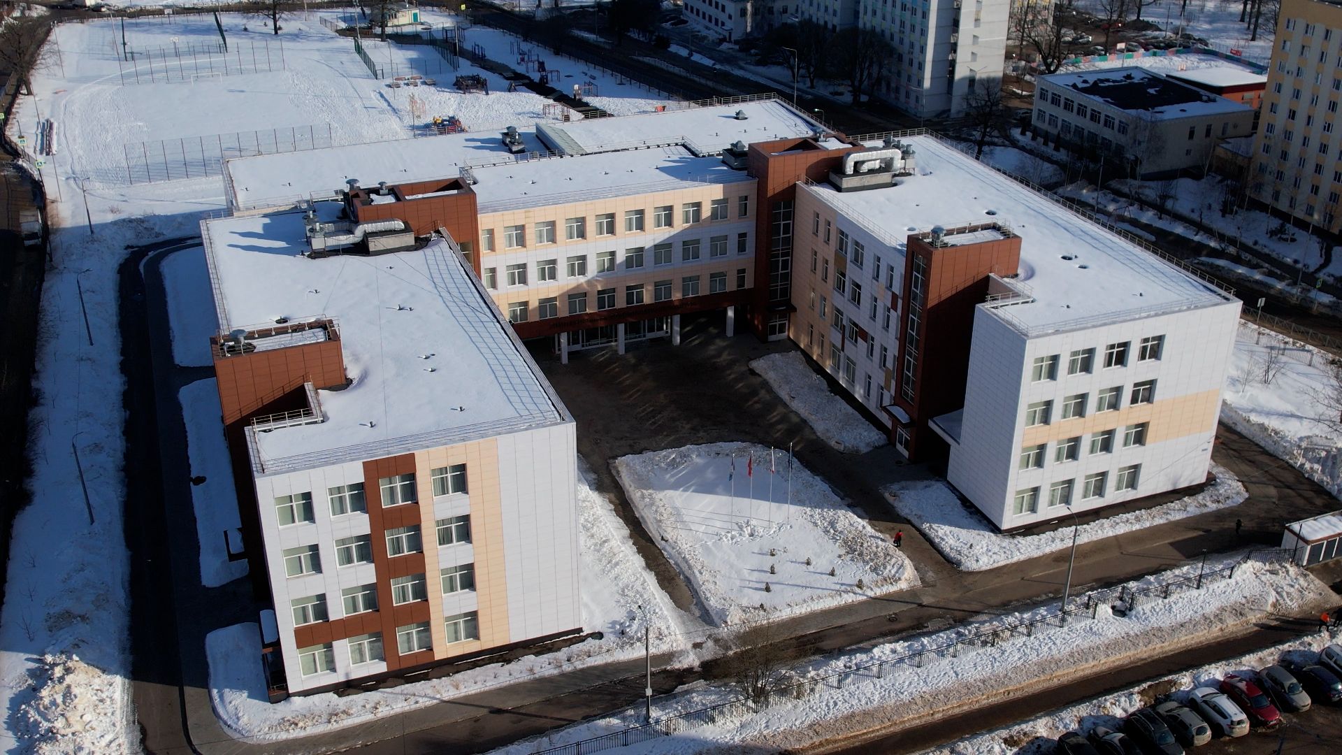 видео с коптера, школа, подольск,