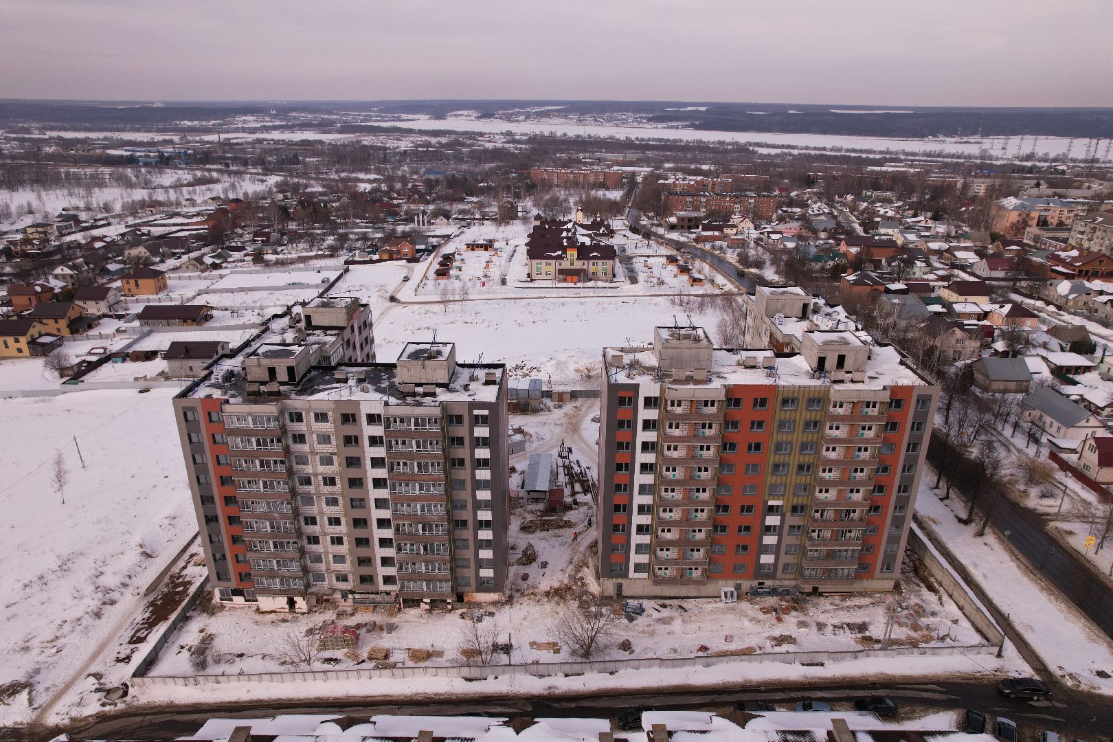 видео с коптера, кашира, строительство,