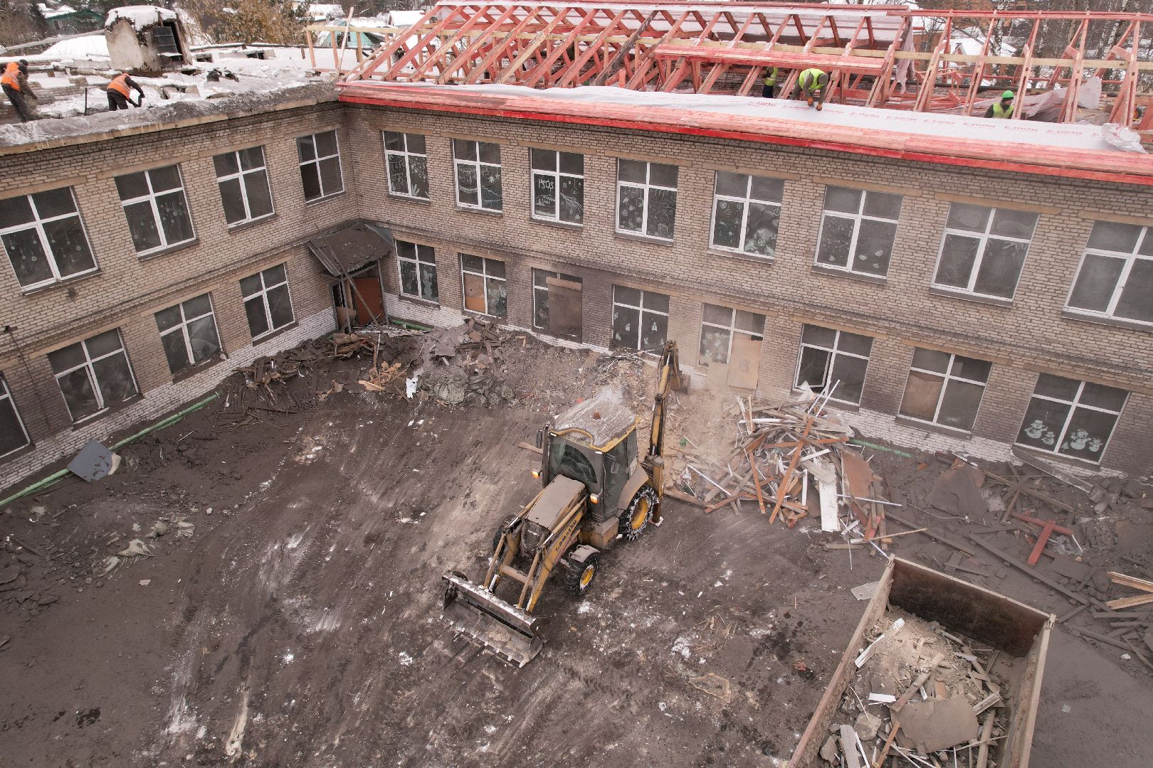 видео с коптера, школа,