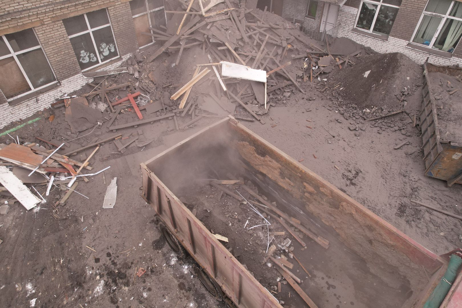 видео с коптера, школа,