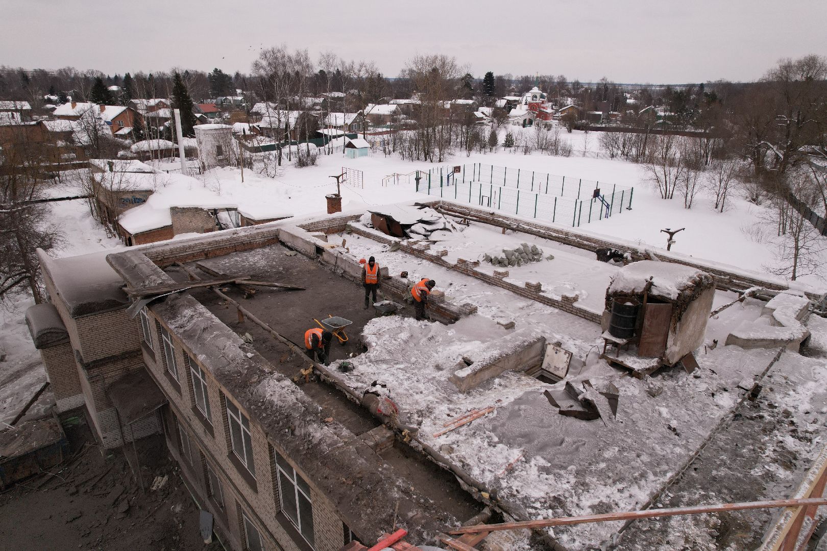 видео с коптера, школа,