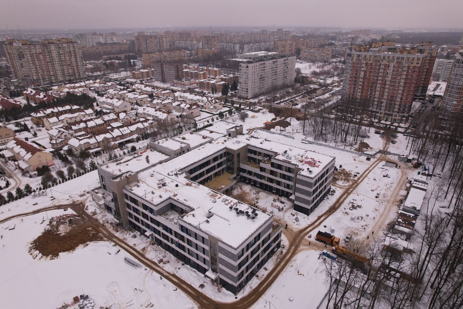 видео с коптера, школа, ступино,