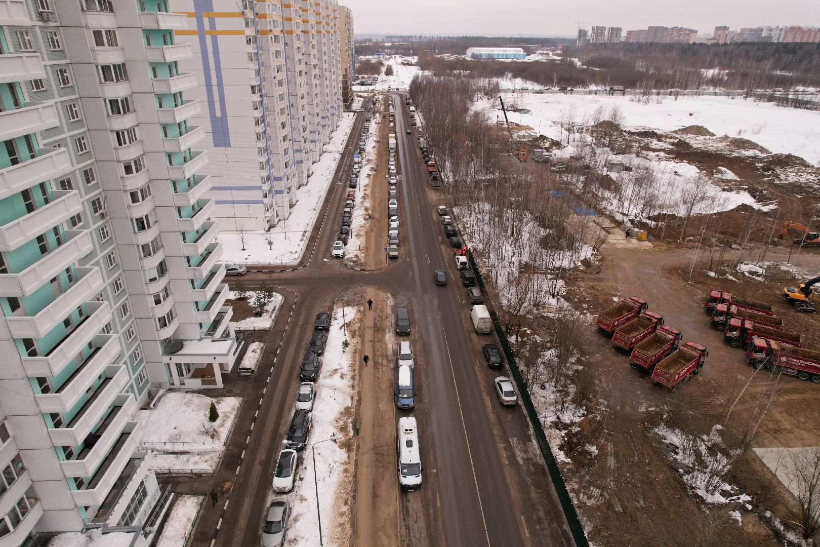 видео с коптера, дорога, балашиха,