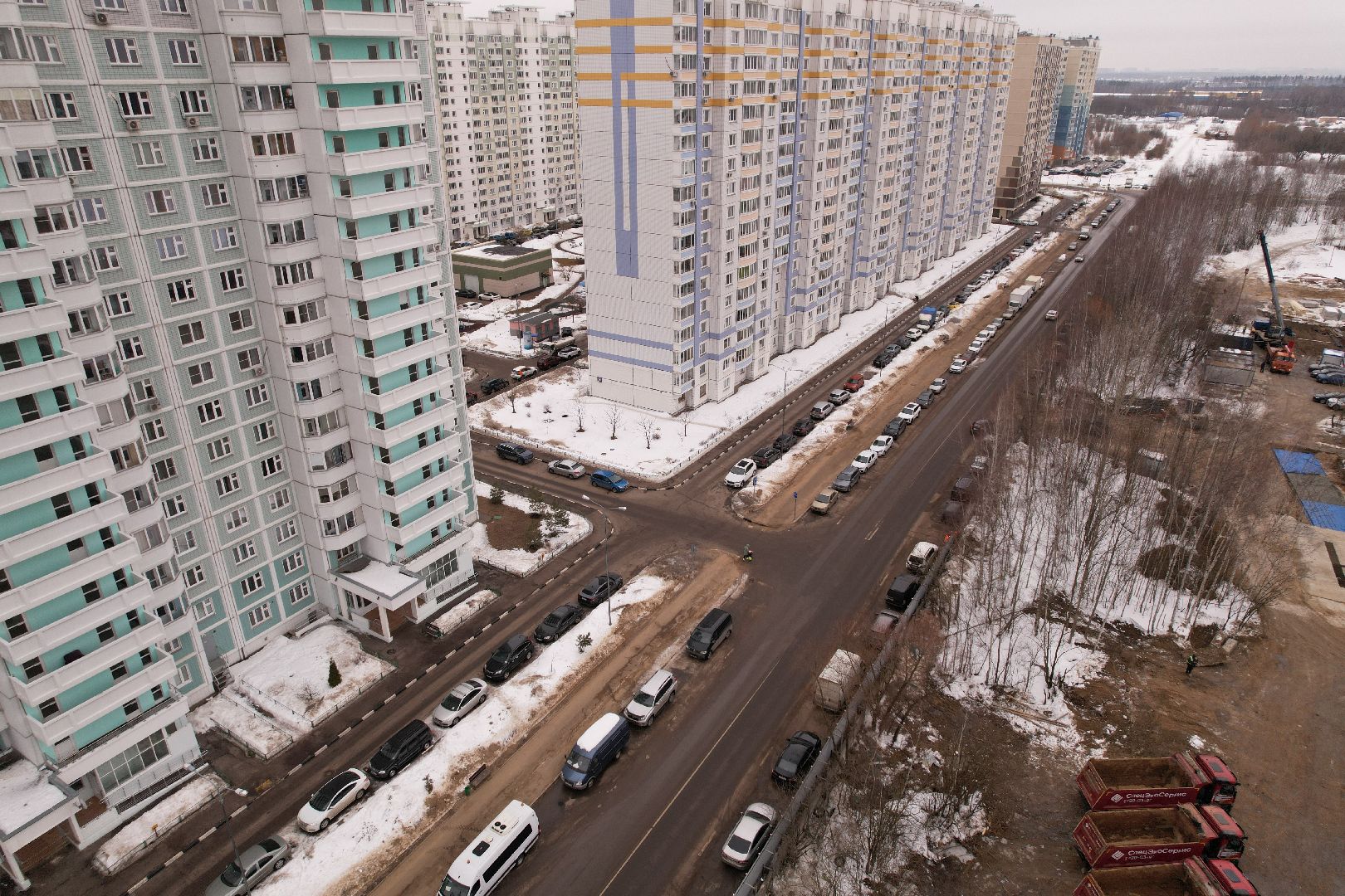 видео с коптера, дорога, балашиха,