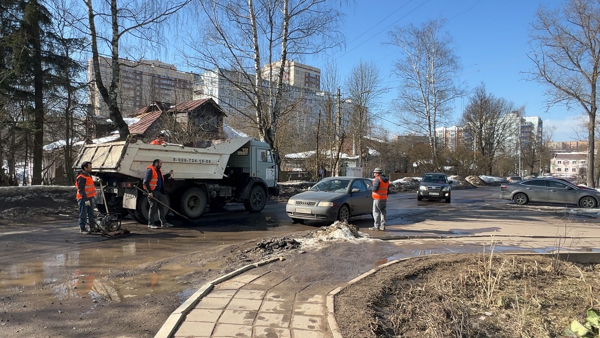 Солнечногорск, ямочный ремонт, дороги, ремонт дороги, рабочие,