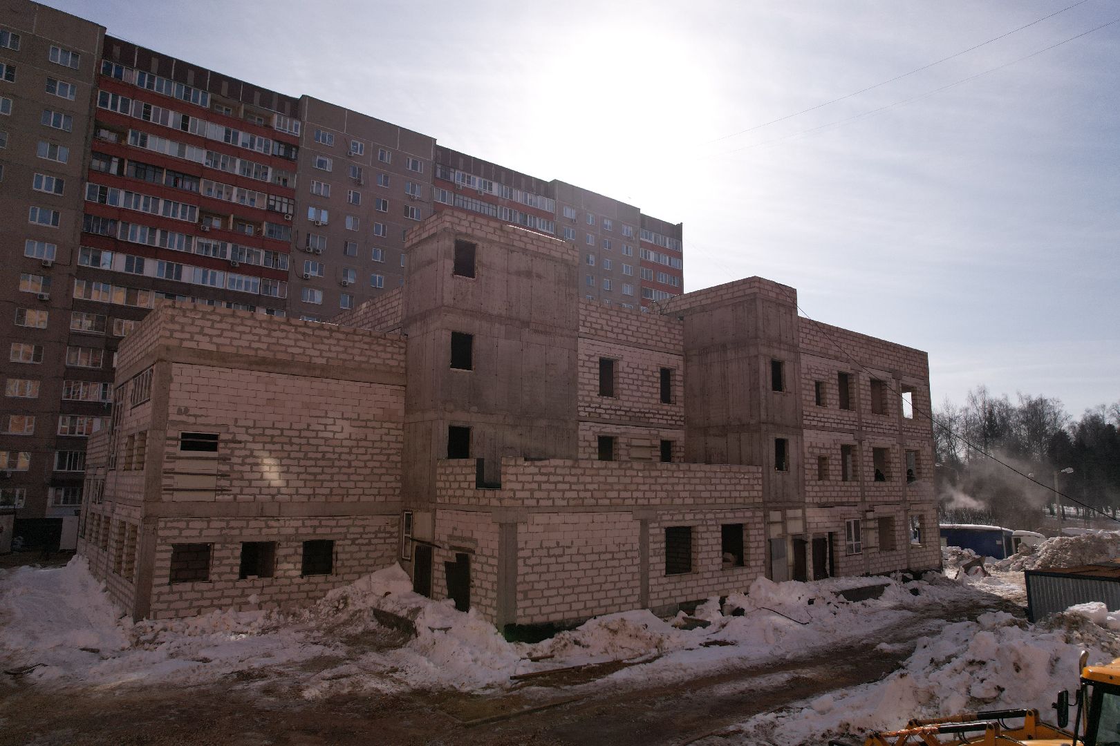 видео с коптера, лобня, строительство, детский сад,