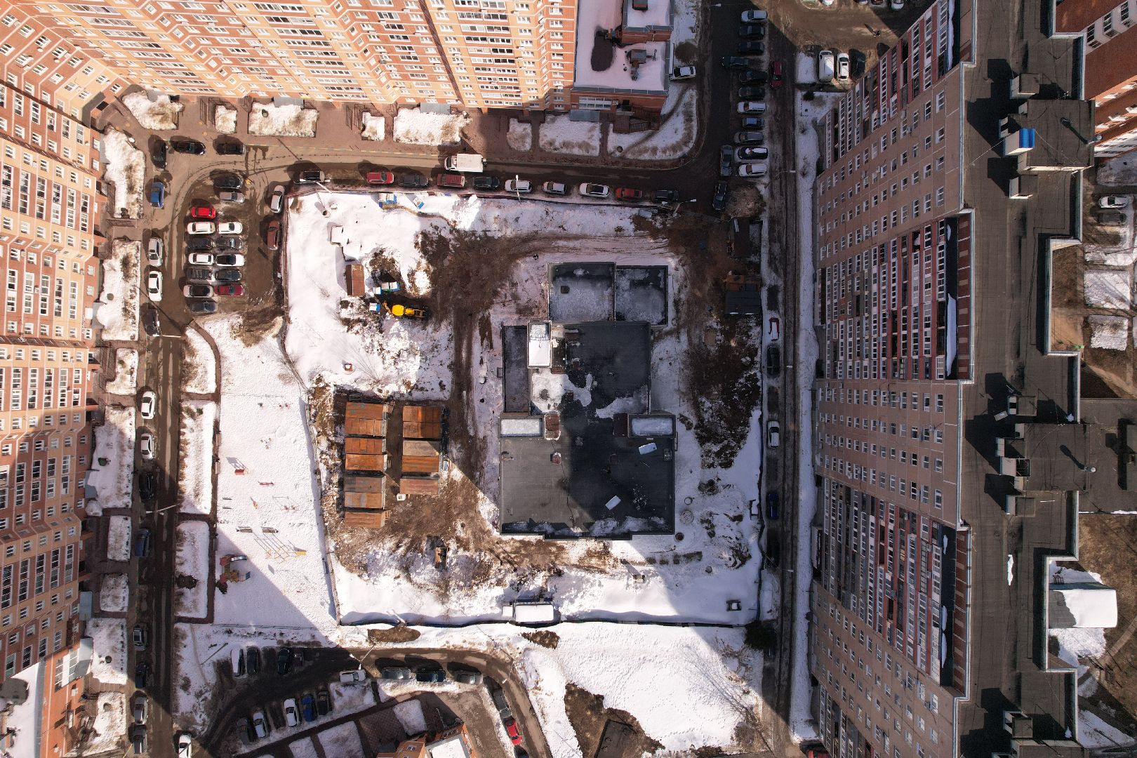 видео с коптера, лобня, строительство, детский сад,