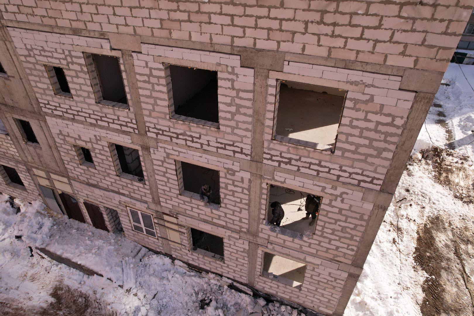 видео с коптера, лобня, строительство, детский сад,