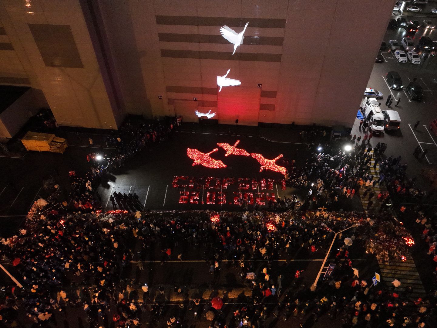 видео с коптера, Красногорск, траур, чп, акция,теракт,