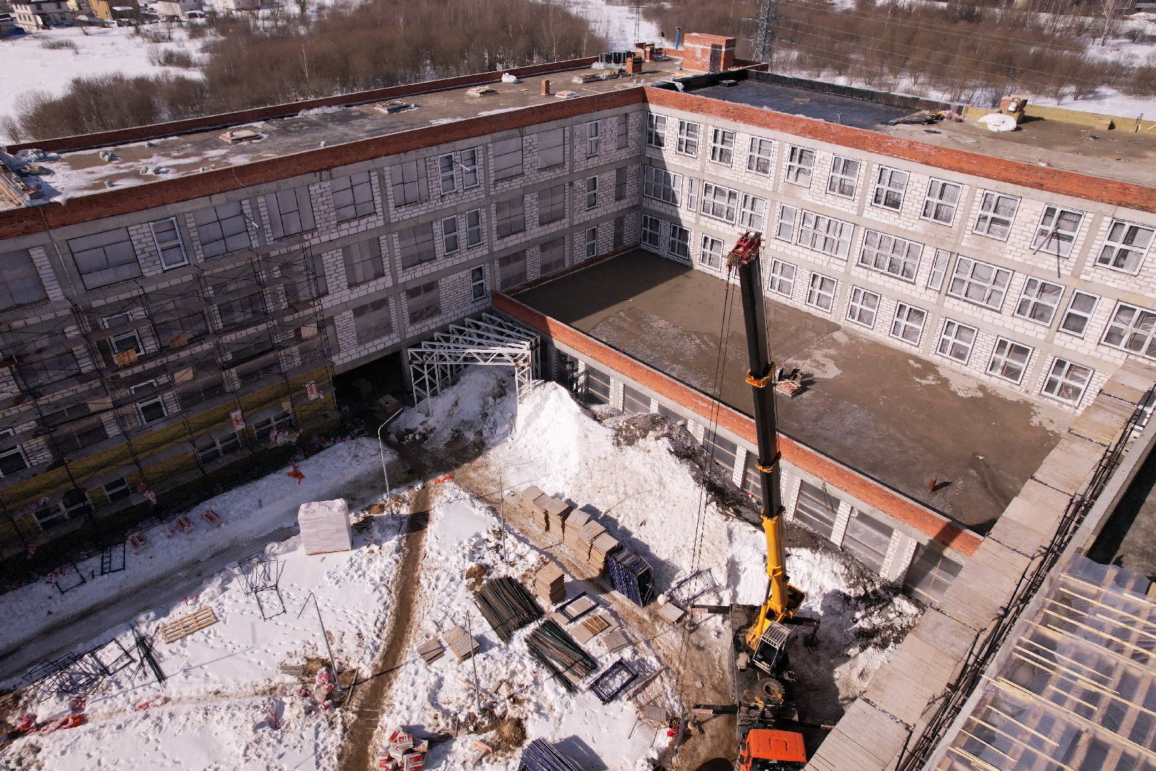 видео с коптера, Лобня, центр образования,