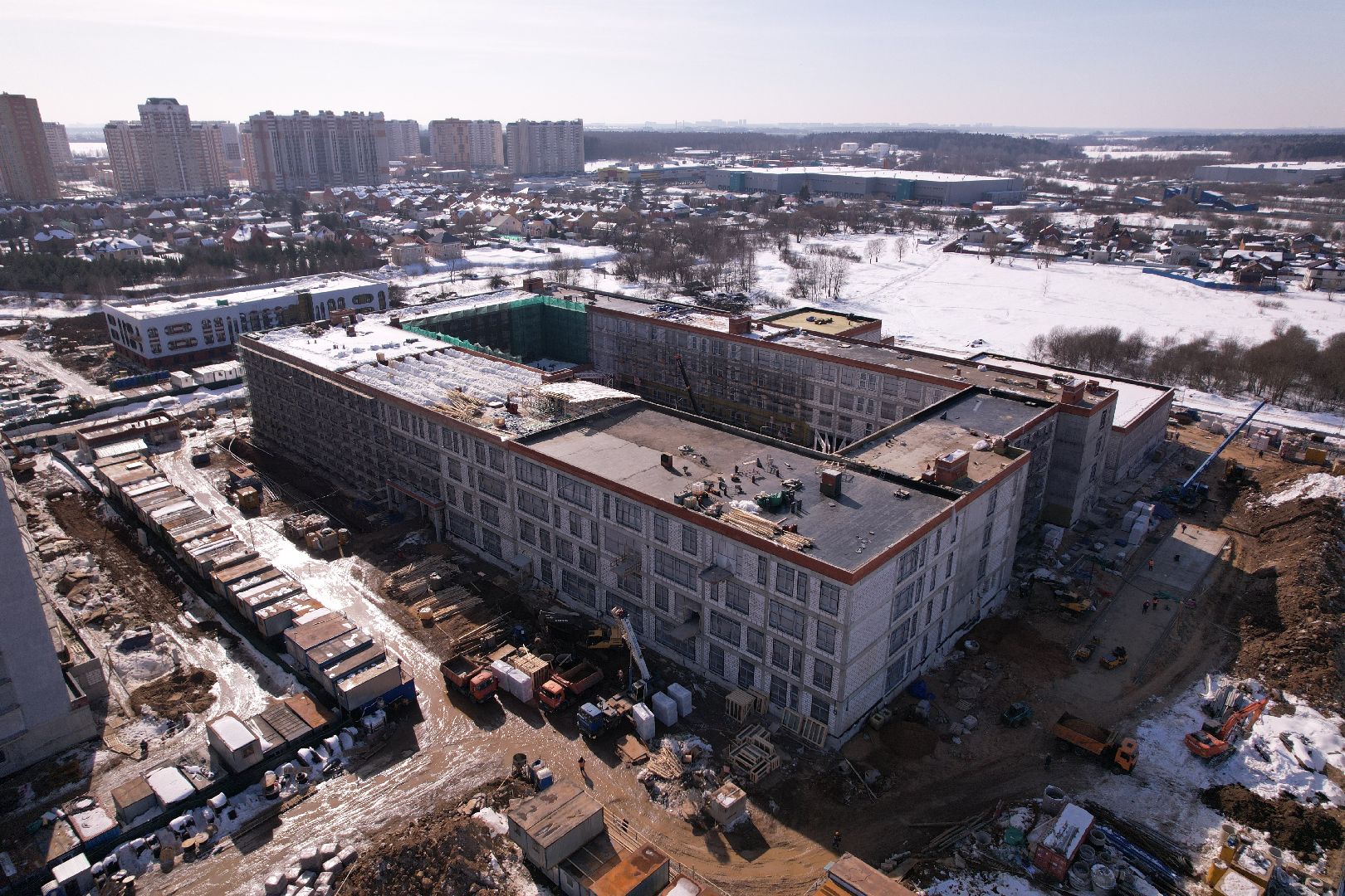 видео с коптера, Лобня, центр образования,