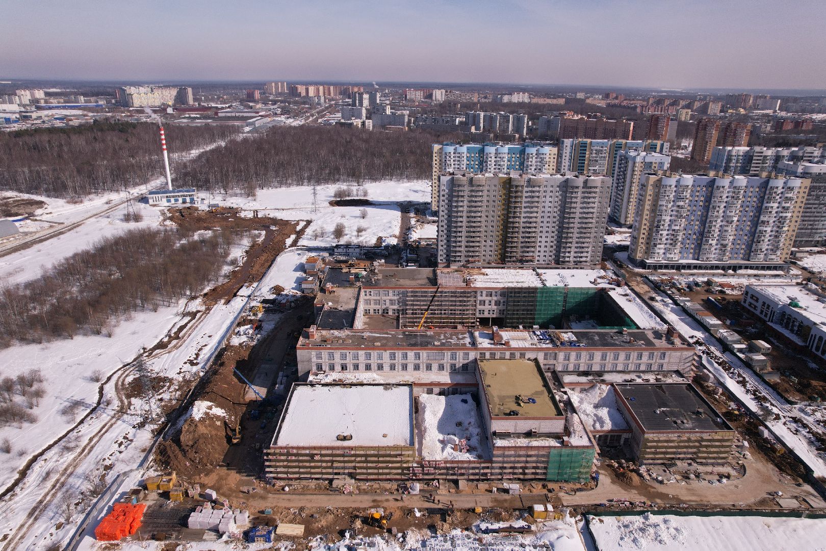 видео с коптера, Лобня, центр образования,