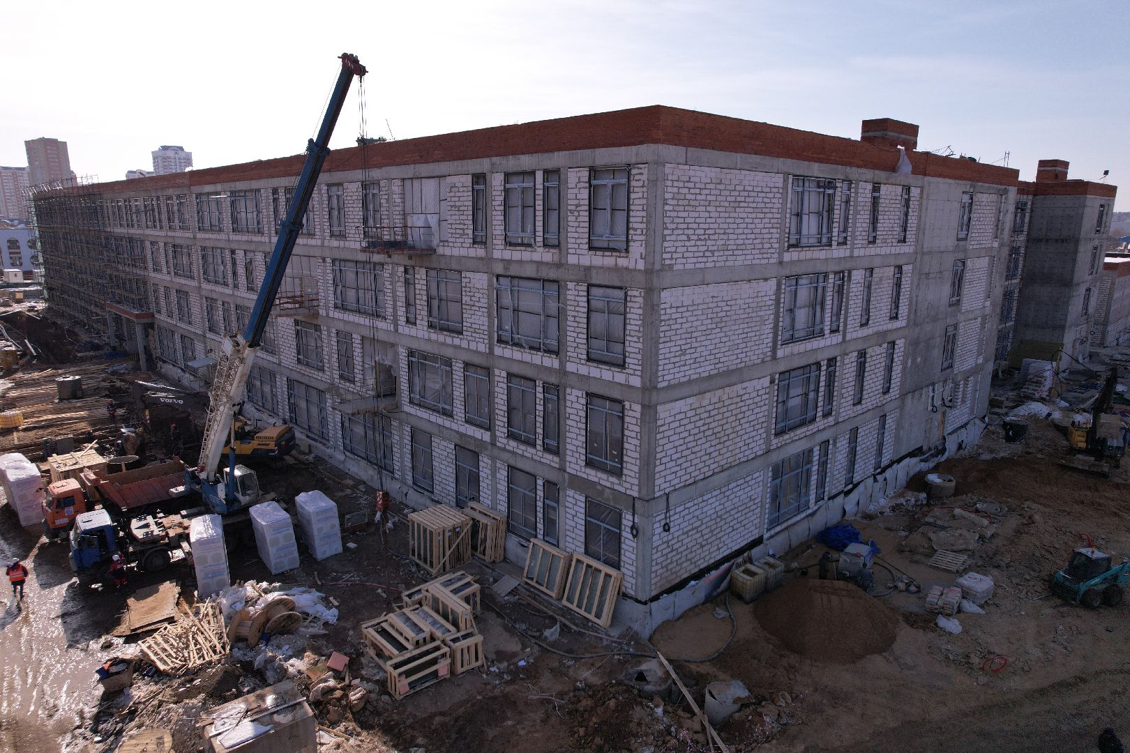 видео с коптера, Лобня, центр образования,