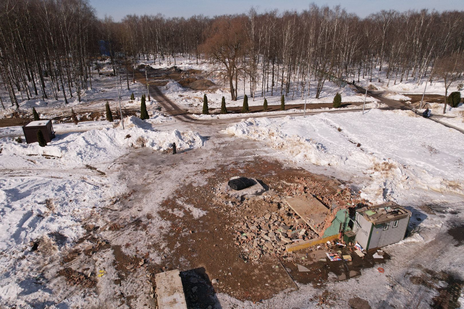 видео с коптера, лобня, парк, благоустройство,