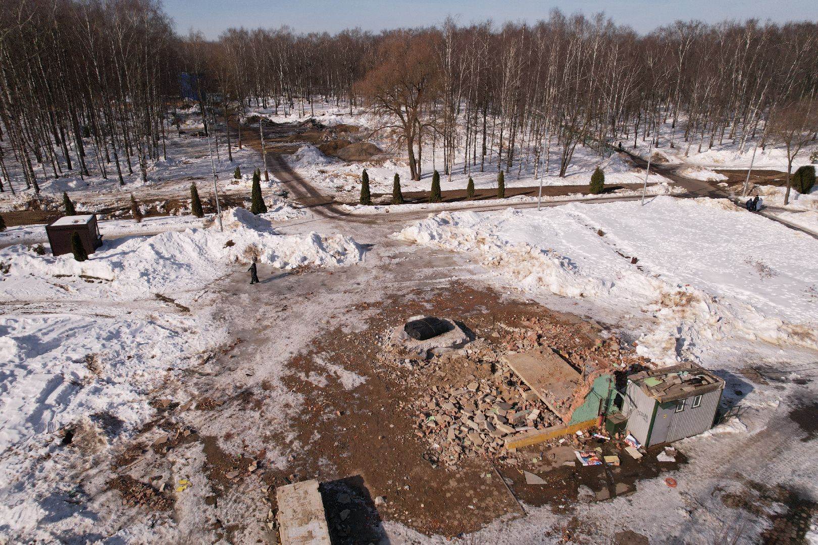 видео с коптера, лобня, парк, благоустройство,