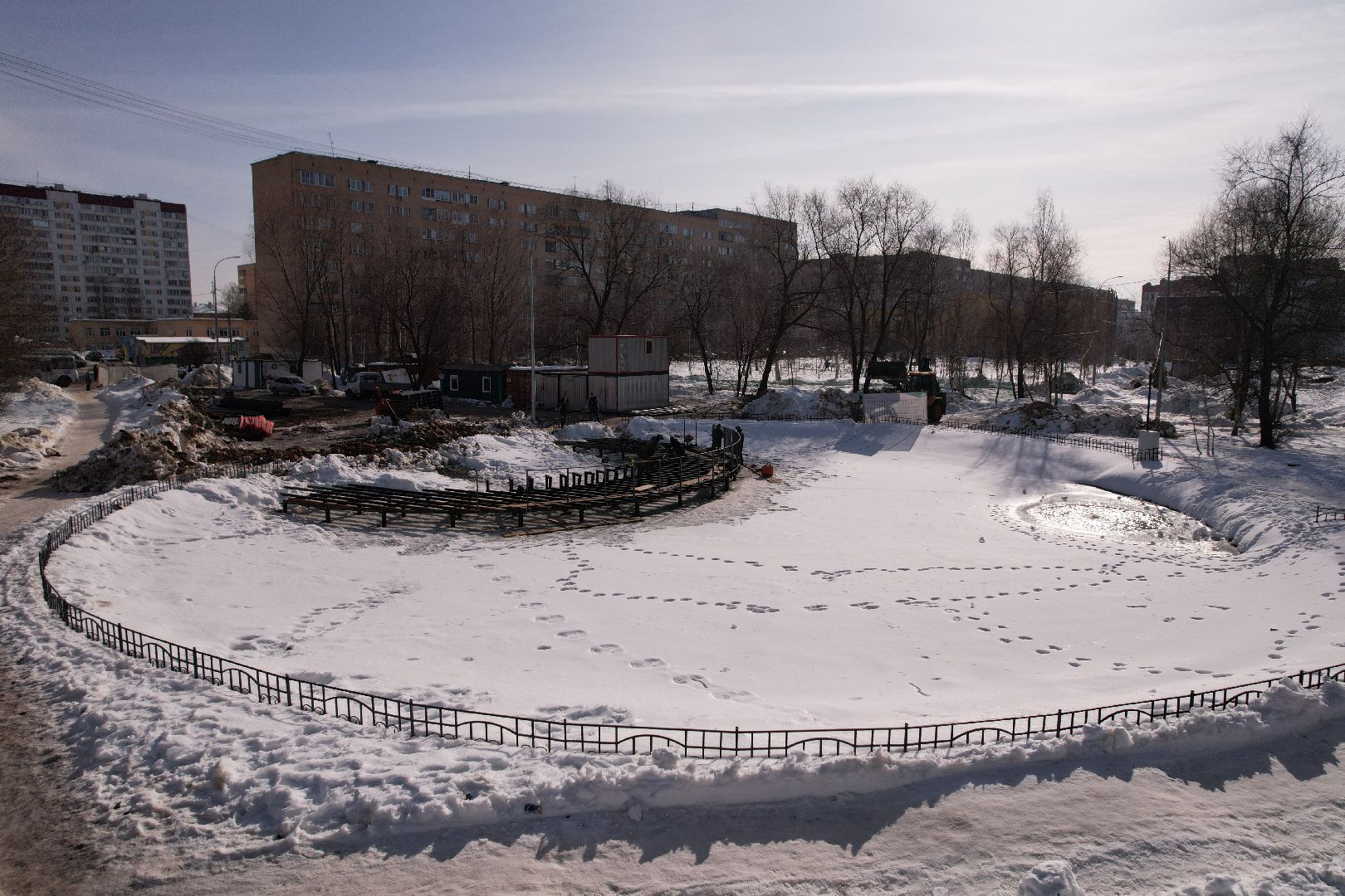видео с коптера, лобня, парк, благоустройство,