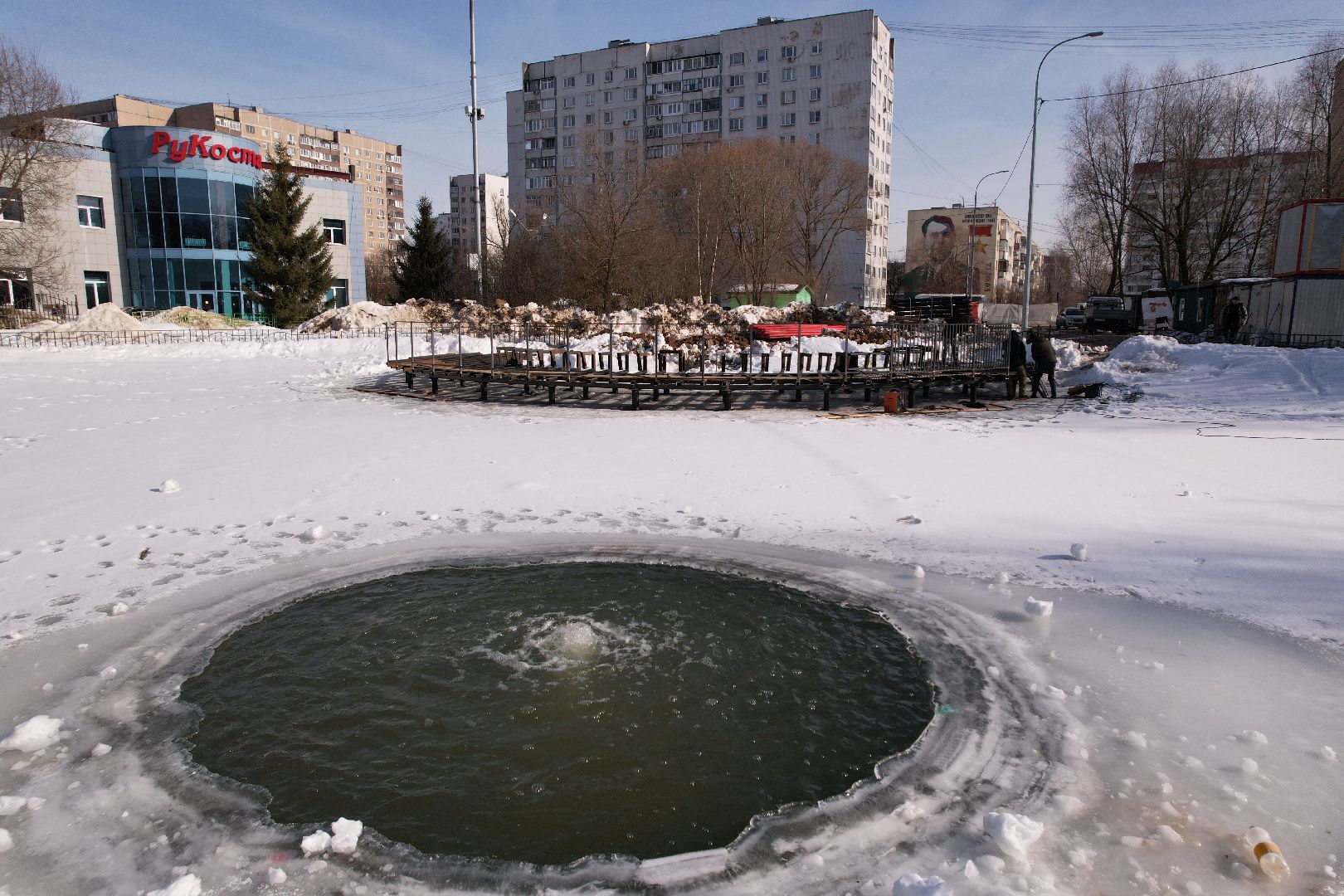 видео с коптера, лобня, парк, благоустройство,
