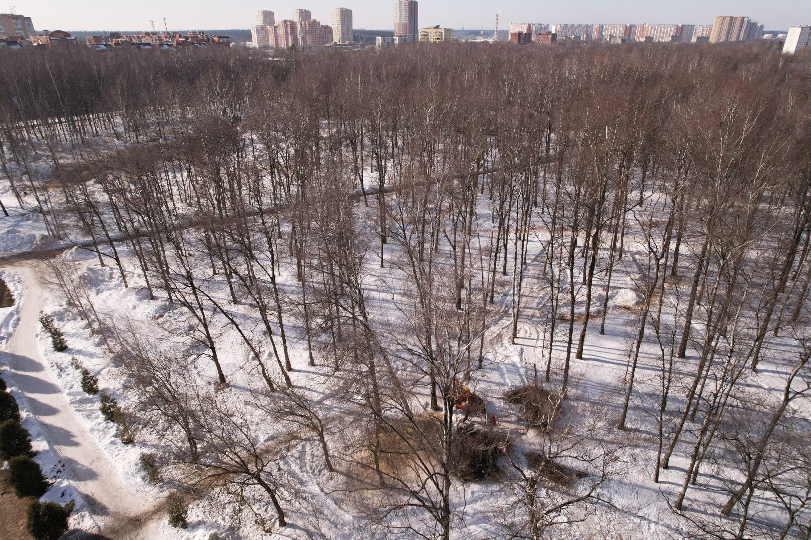 видео с коптера, лобня, парк, благоустройство,