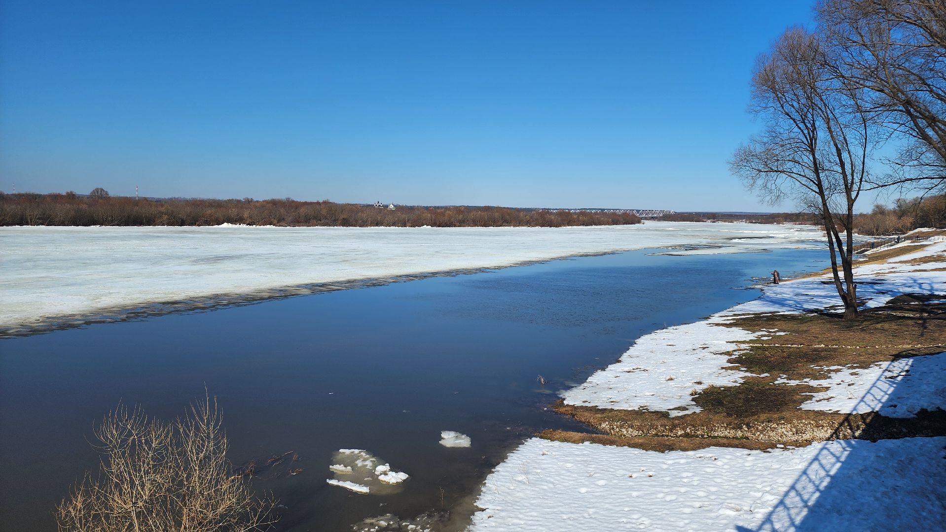 кашира, ока, набережная, ледоход, паводок, начало паводка,