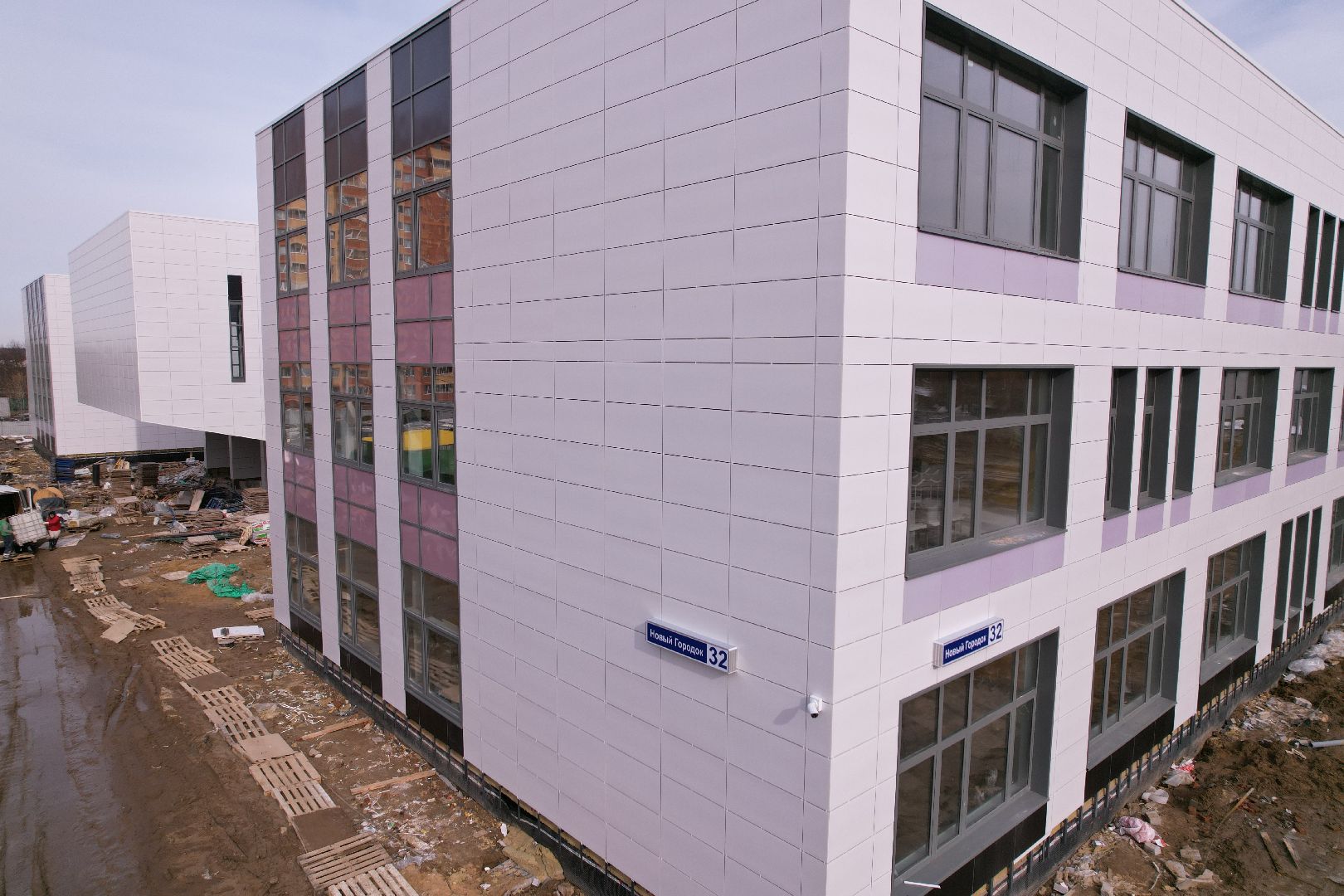 видео с коптера, щёлково, строительство, школа,