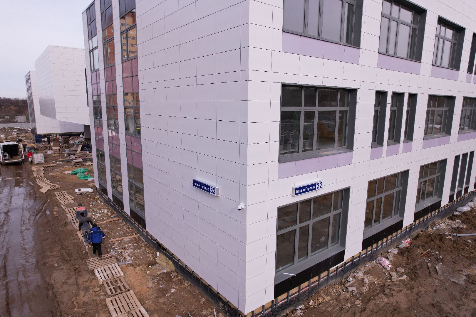 видео с коптера, щёлково, строительство, школа,