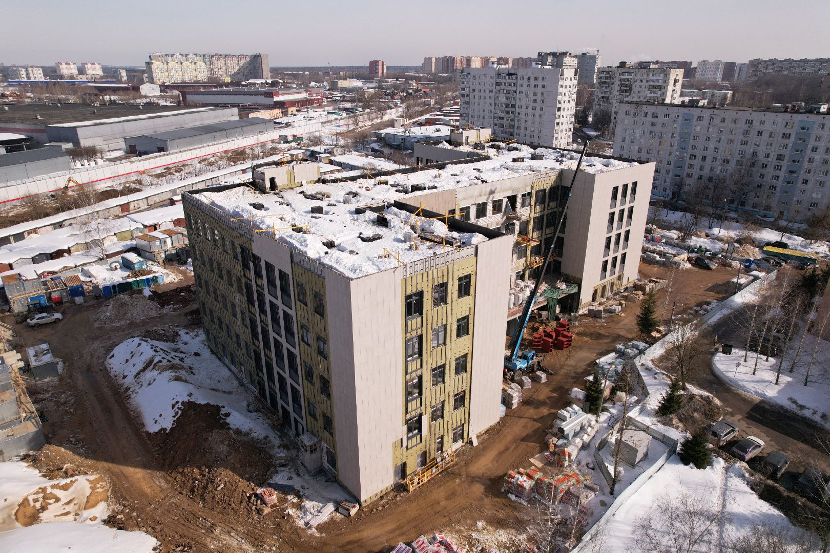 видео с коптера, поликлиника, медицина, лобня,