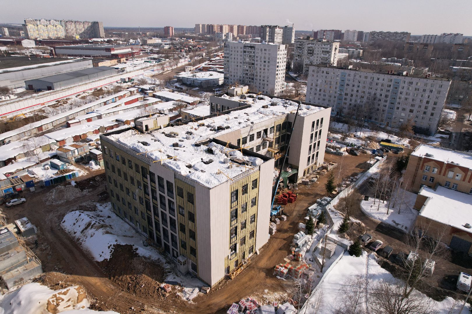 видео с коптера, поликлиника, медицина, лобня,