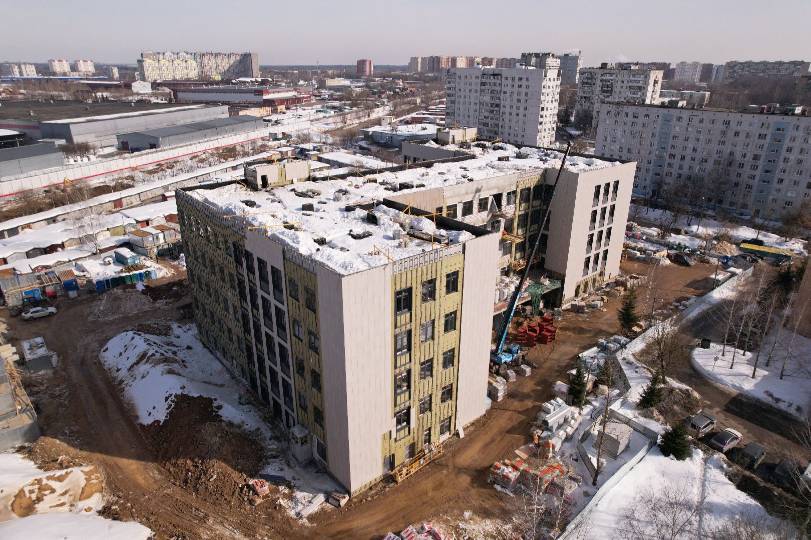 видео с коптера, поликлиника, медицина, лобня,