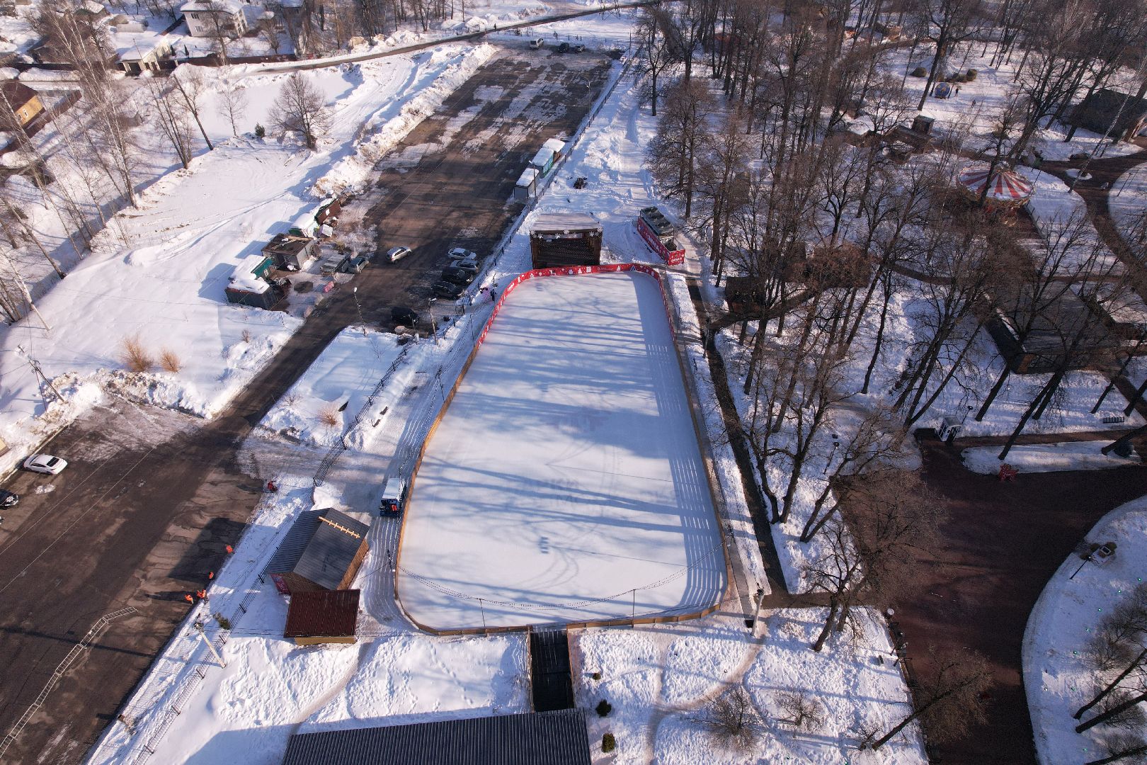 видео с коптера, парк, пруды,