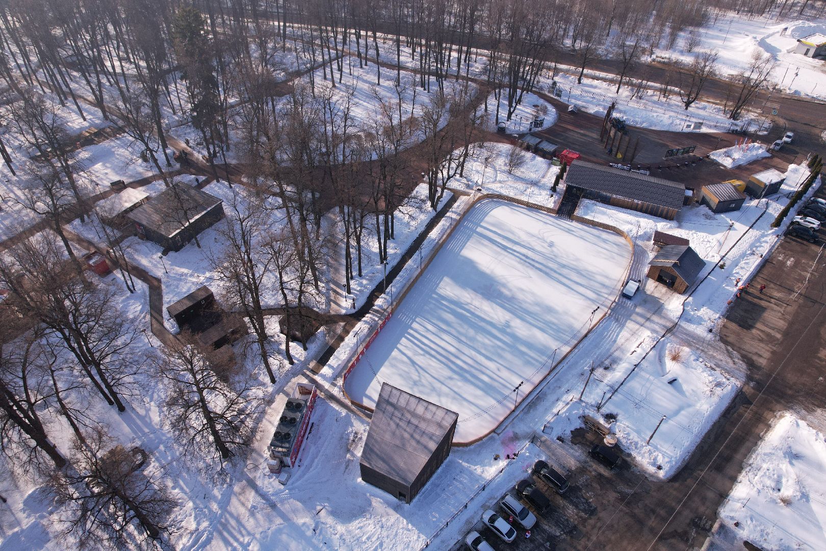 видео с коптера, парк, пруды,