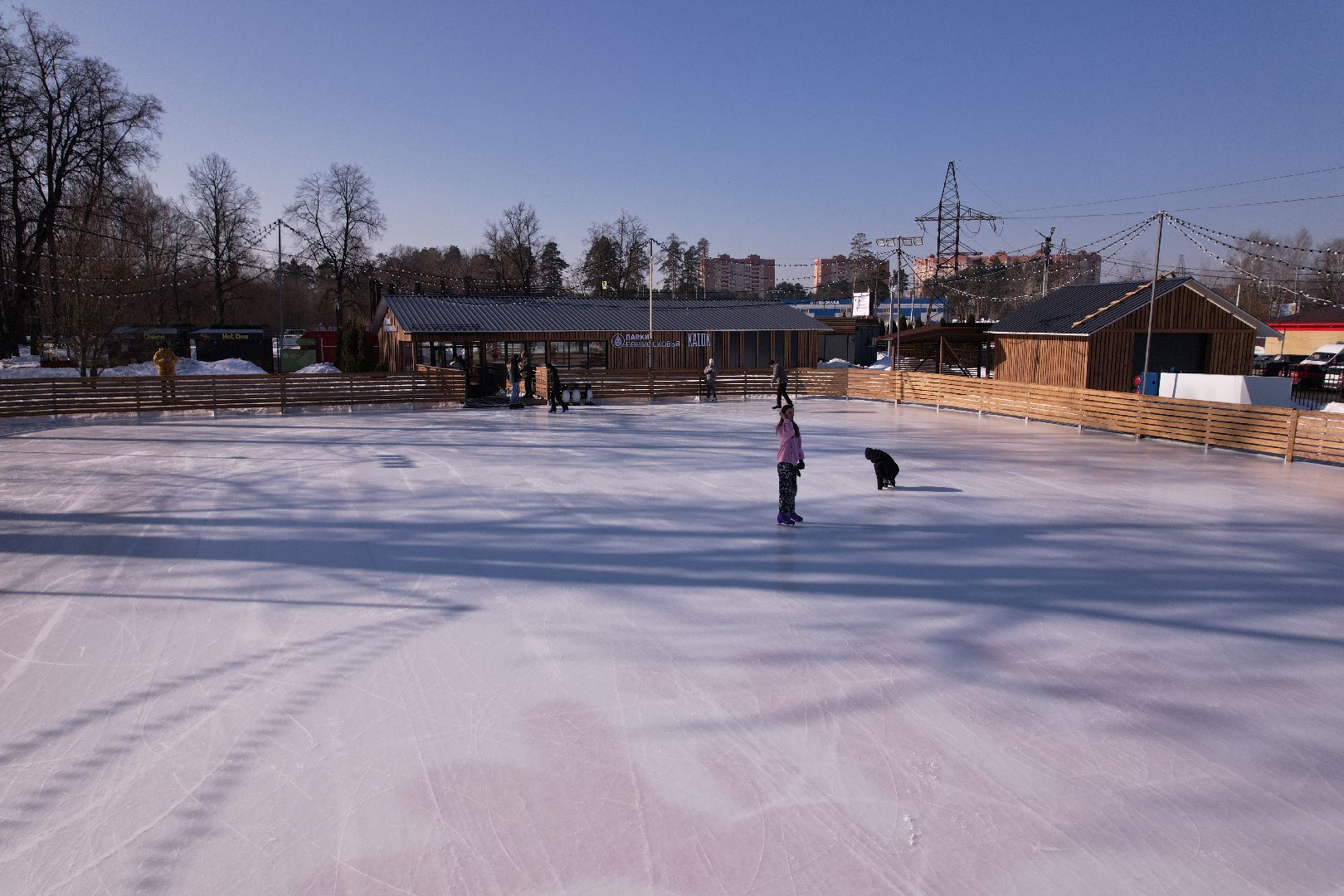 видео с коптера, парк, пруды,