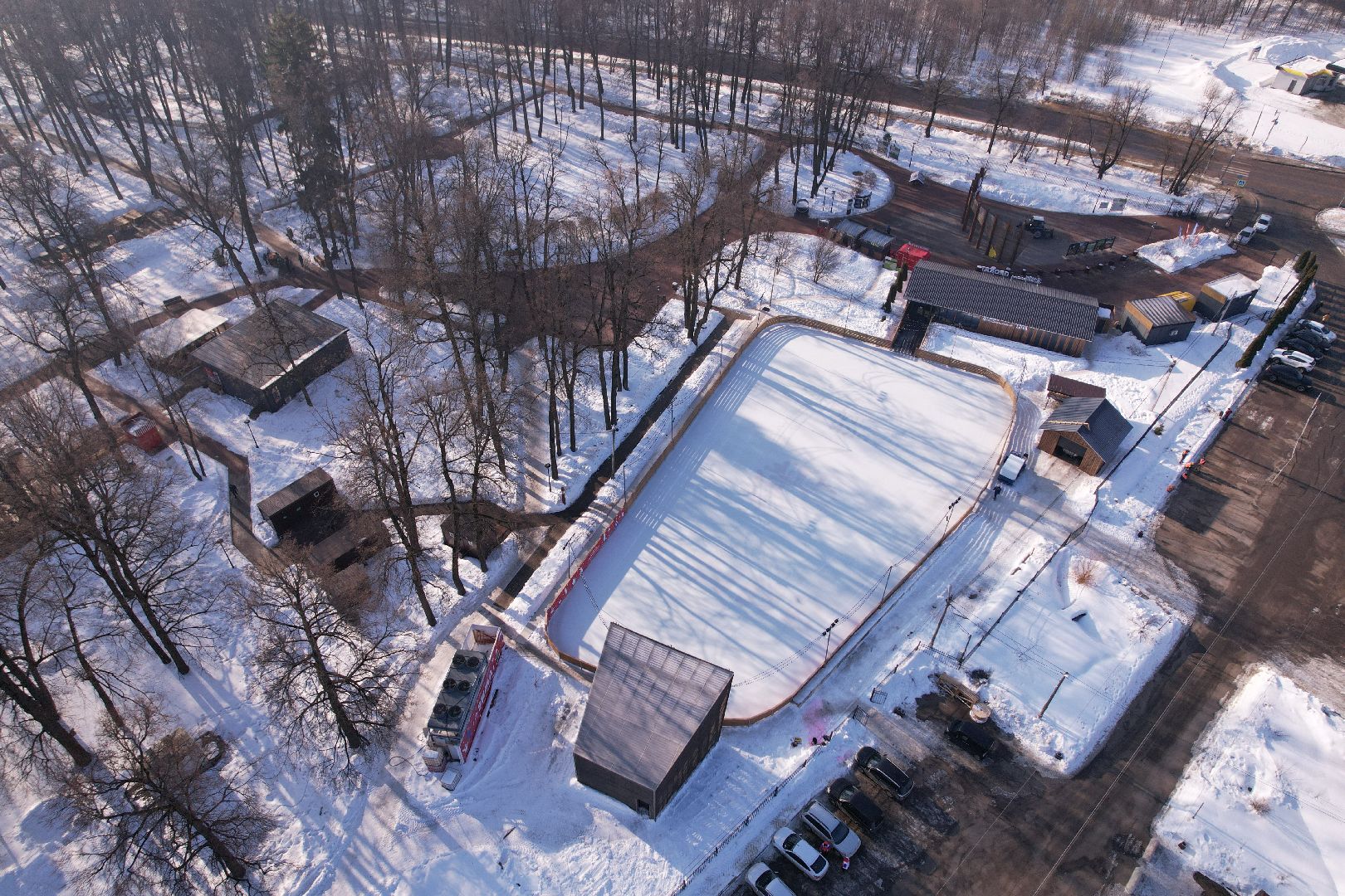 видео с коптера, парк, пруды,