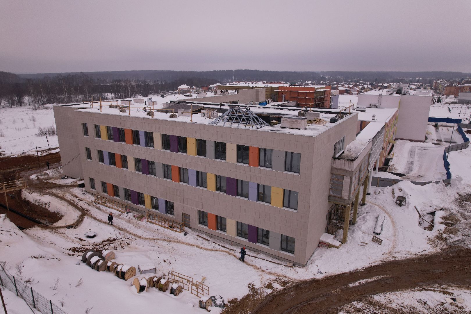 видео с коптера, фасад, школа, ступино,