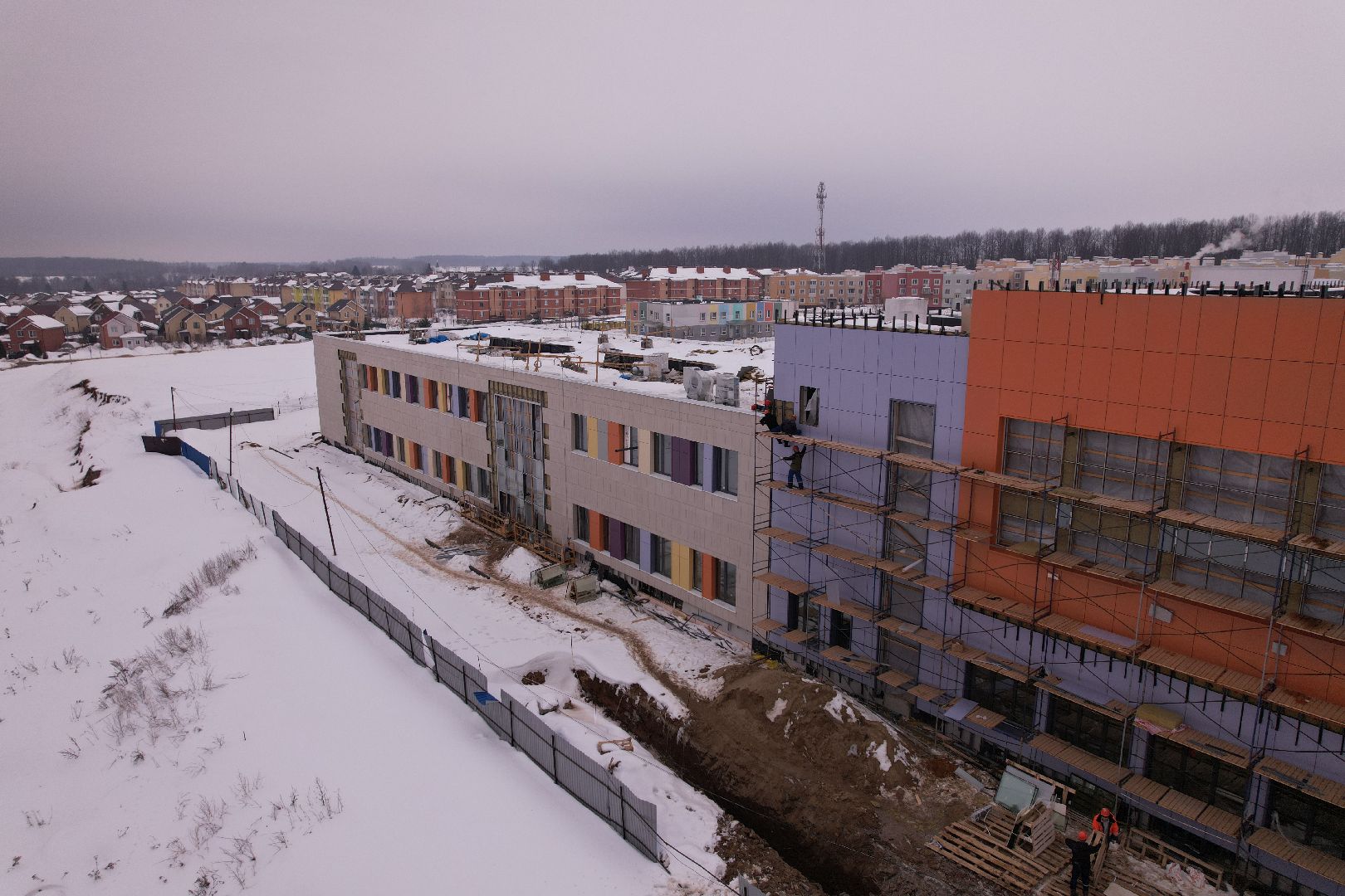 видео с коптера, фасад, школа, ступино,