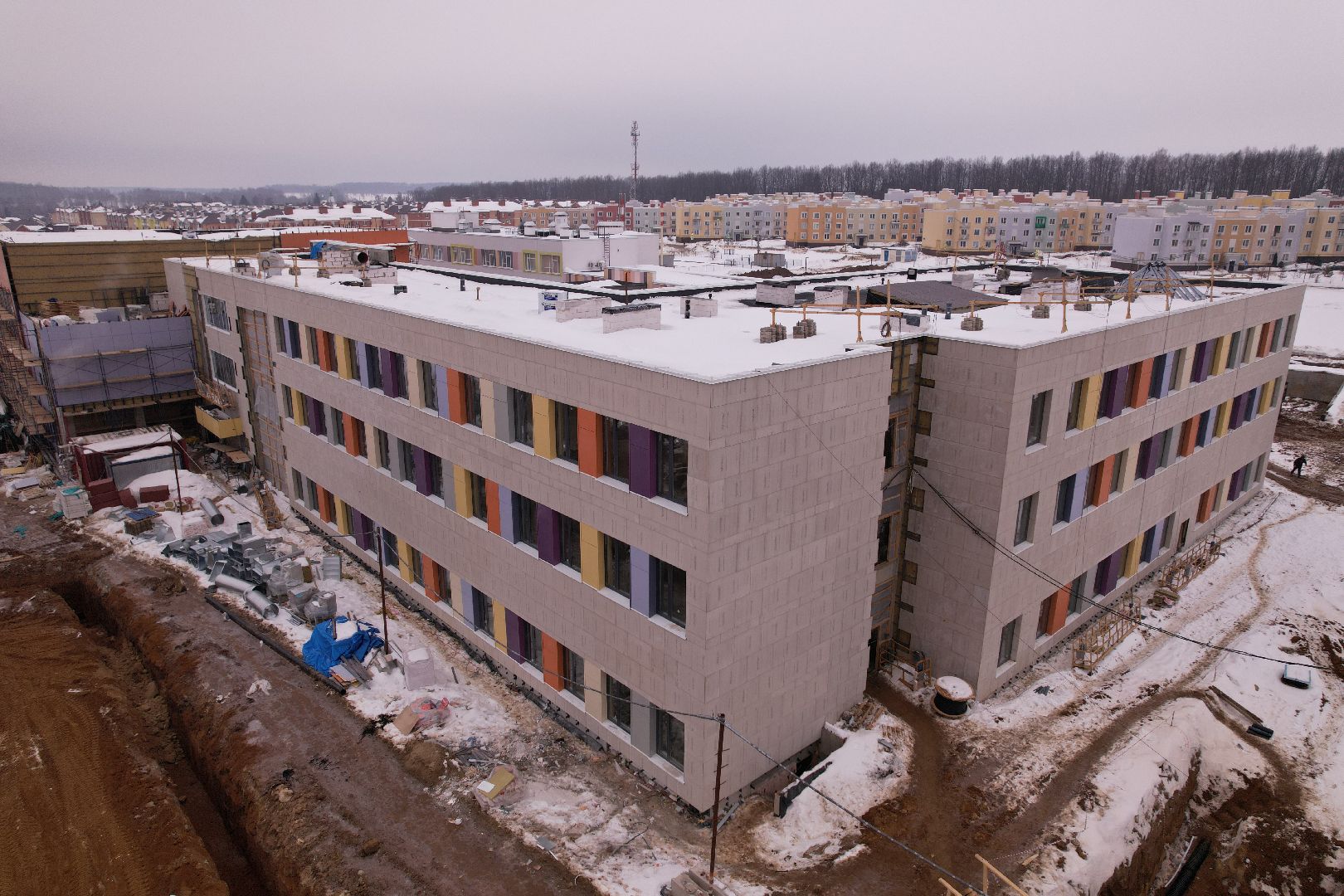 видео с коптера, фасад, школа, ступино,