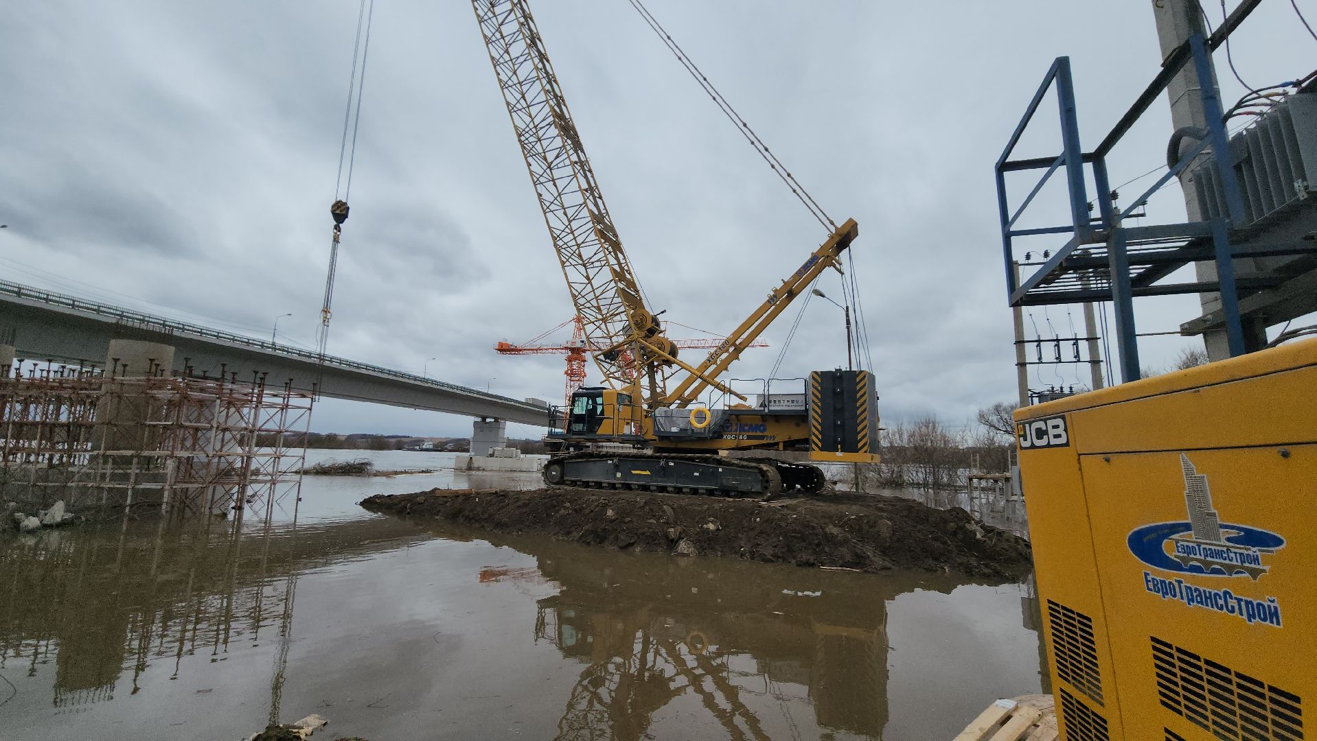 серпухов, мост через оку, строительство моста, паводок на оке, трасса М2,