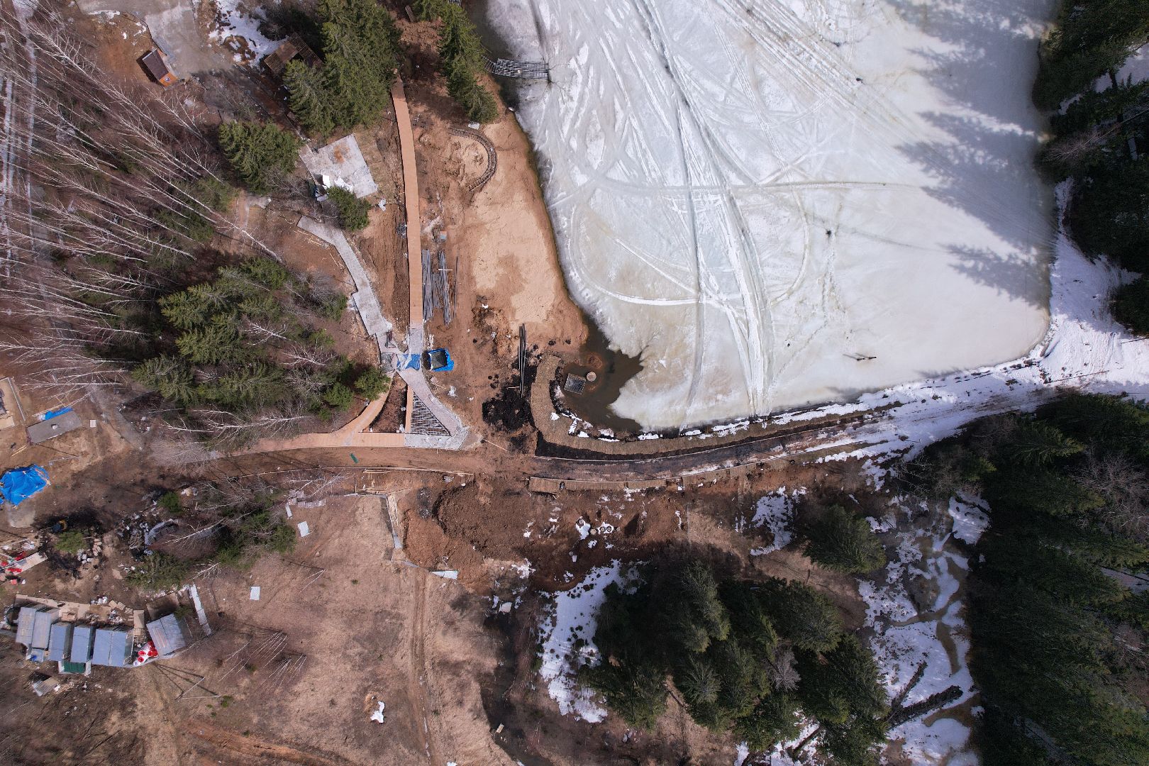 видео с коптера, плотина, благоустройство,