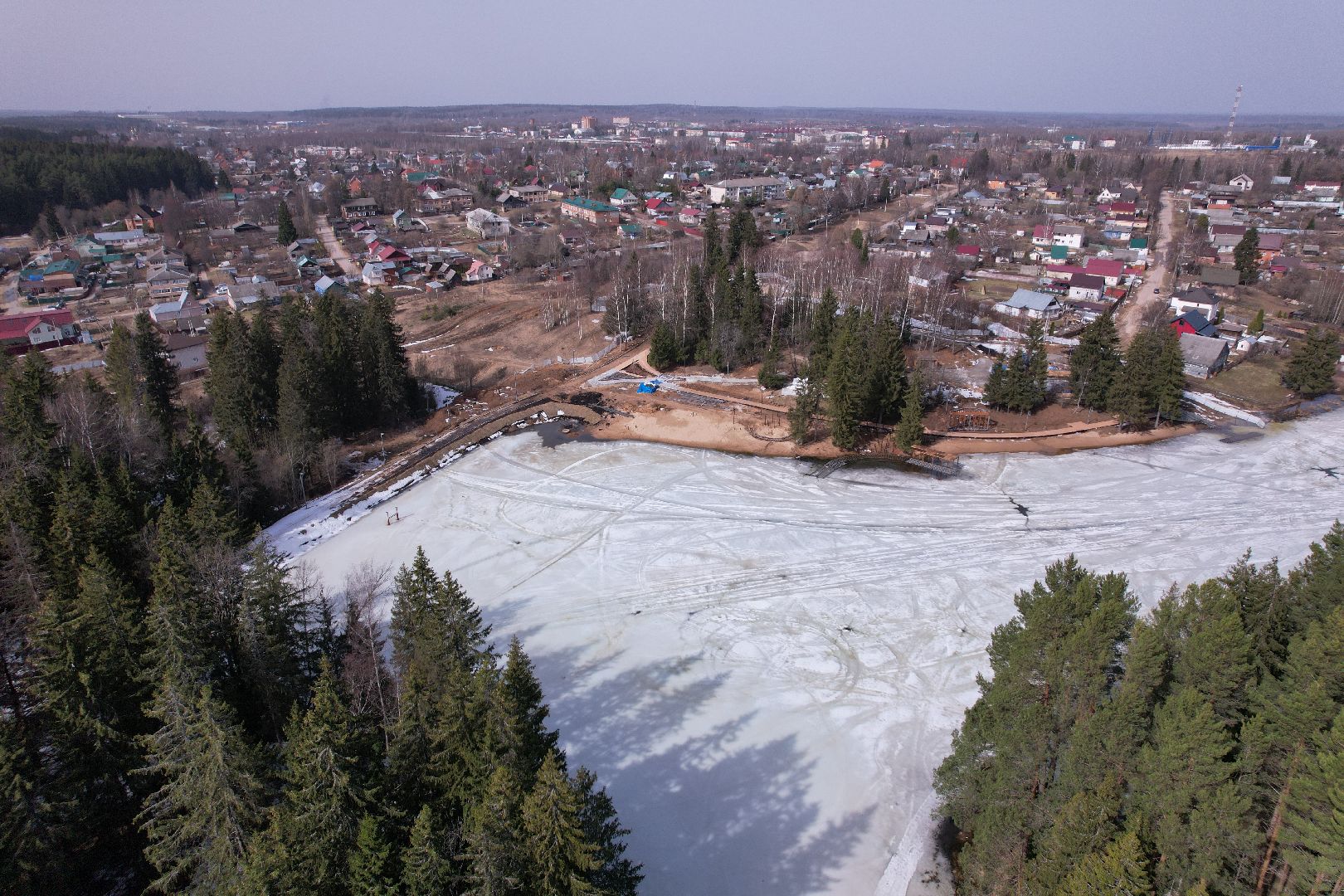 видео с коптера, плотина, благоустройство,