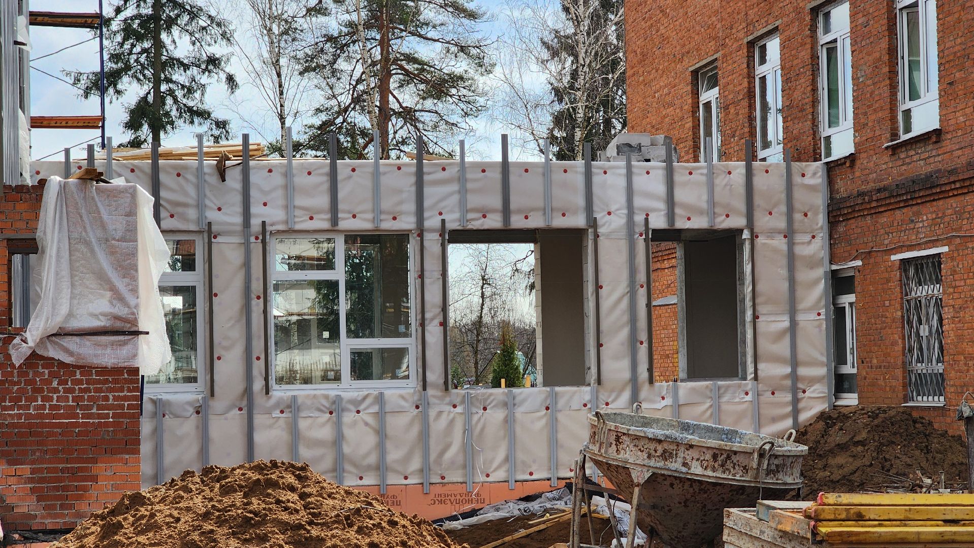 Солнечногорск, Строительство, Поварово, Пристройка к школе,