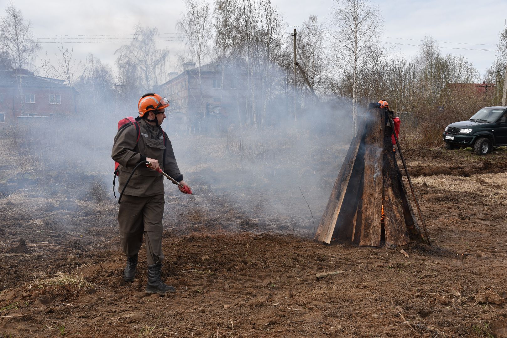 лотошино, центрлесхоз, мособлпожспас, пожарные, тренировка, учения, тушение пожаров,
