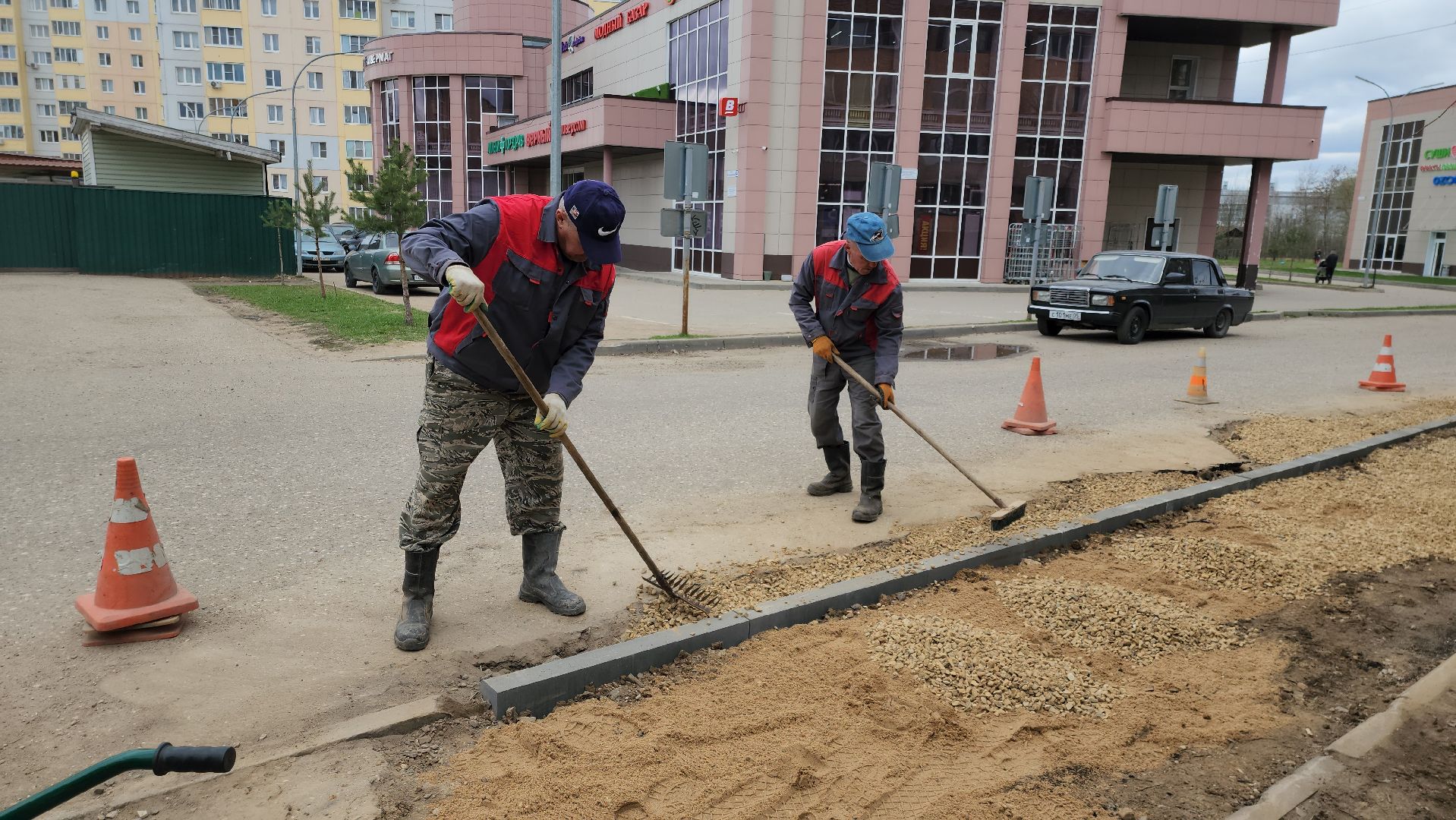 Руза, ремонт дорог, пешеходная дорожка, ремонт пешеходной дорожки, дорожные службы, дорожные работы, рузский городской округ,