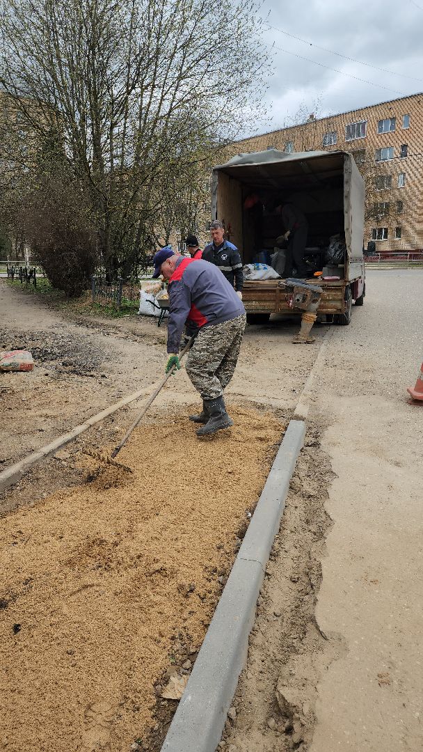 Руза, ремонт дорог, пешеходная дорожка, ремонт пешеходной дорожки, дорожные службы, дорожные работы, рузский городской округ,