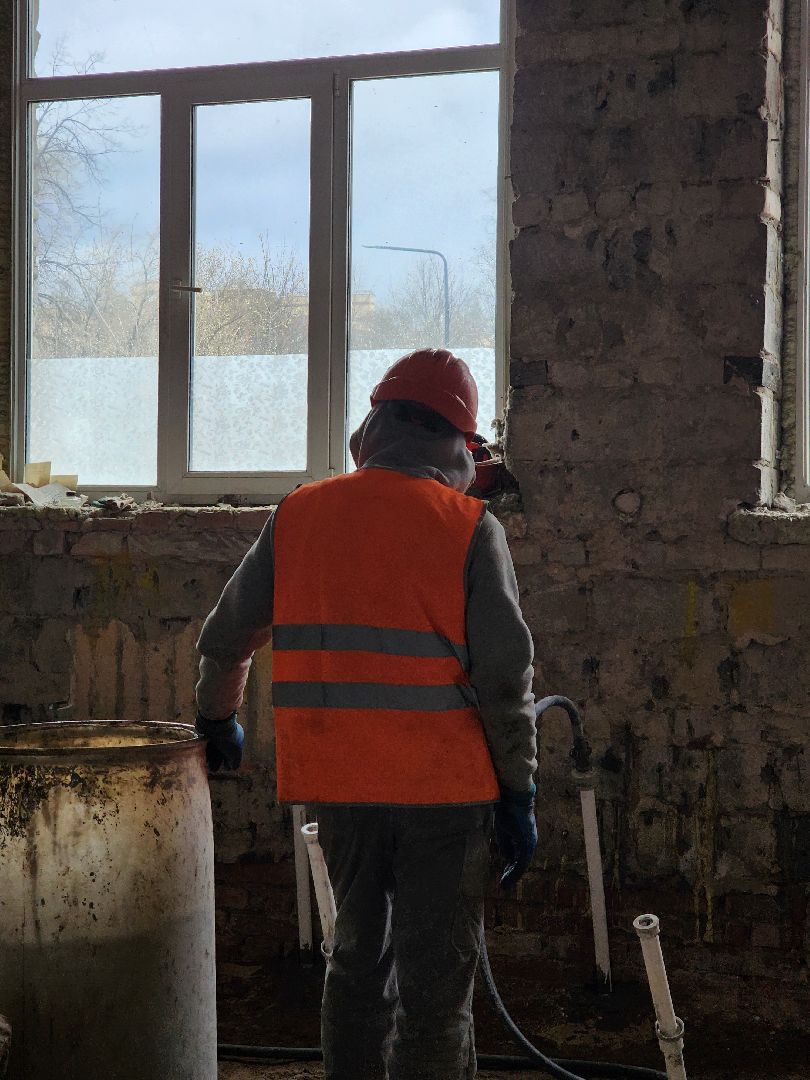 Стяжка пола, Дубна, Капремонт, Школа, Новый этап,