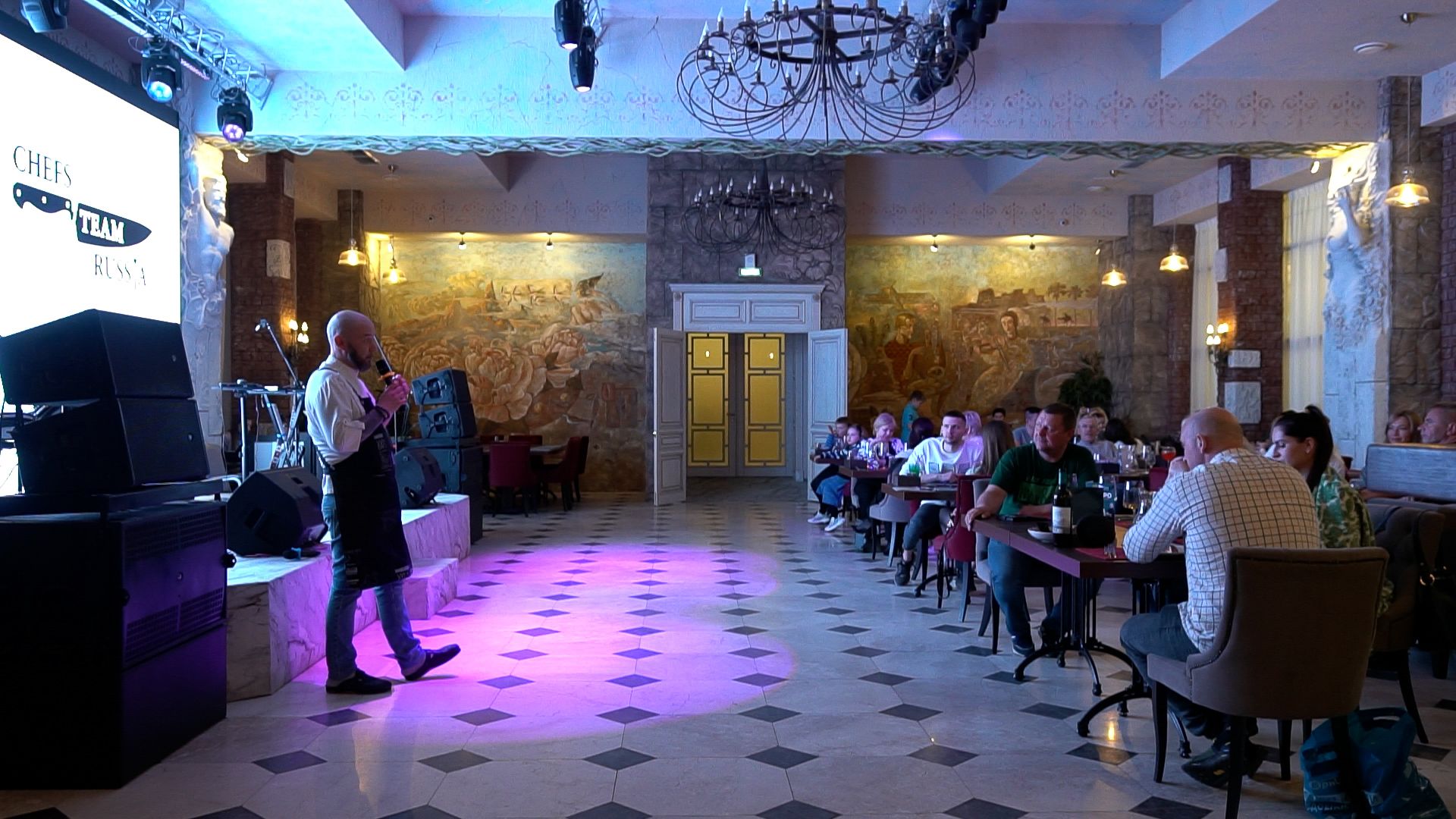 гастро, ужин, гастрономический вечер, Егорьевск, Владимир, Ржев, бабагануш, тартар, лук, сыр, креветки, лосось, чрная смородина, говядина, ягненок, десерт, мильфей, малина, еда,