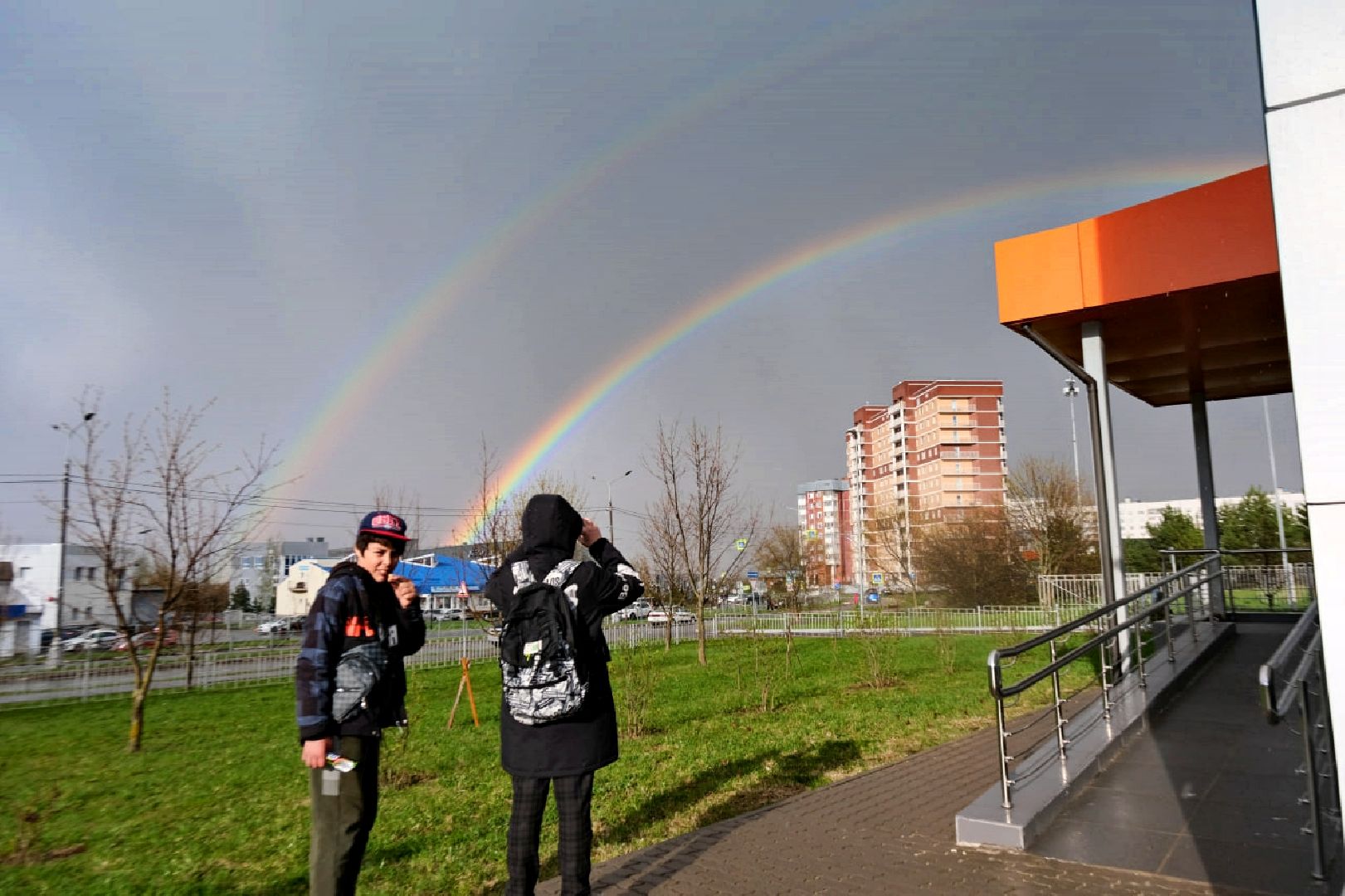 пущино, погода, шторм, радуга,