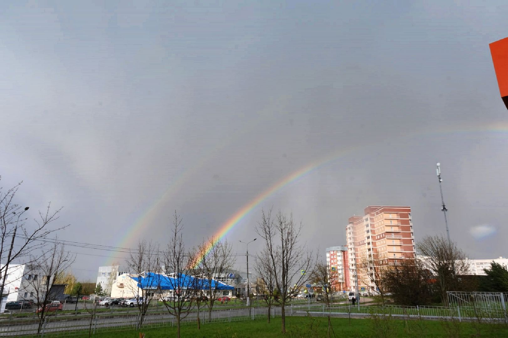 пущино, погода, шторм, радуга,