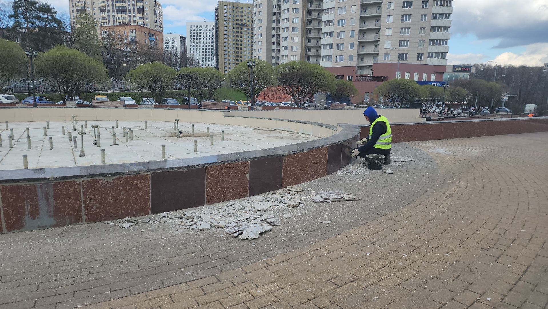 пушкино, ремонт, мемориал, плитка, восстановительные работы,